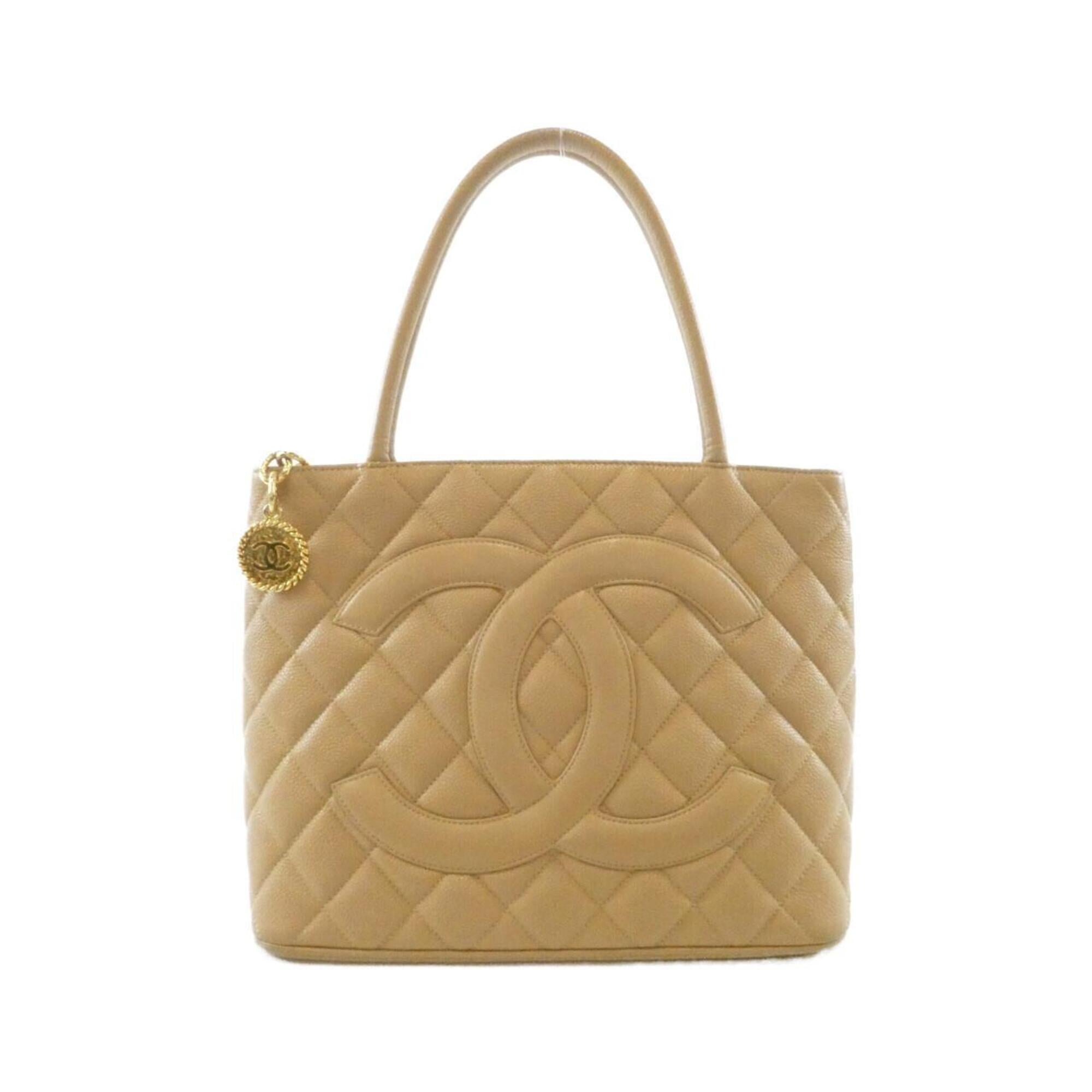 Chanel Beige Grained Calfskin Handbag (Pre-Owned)