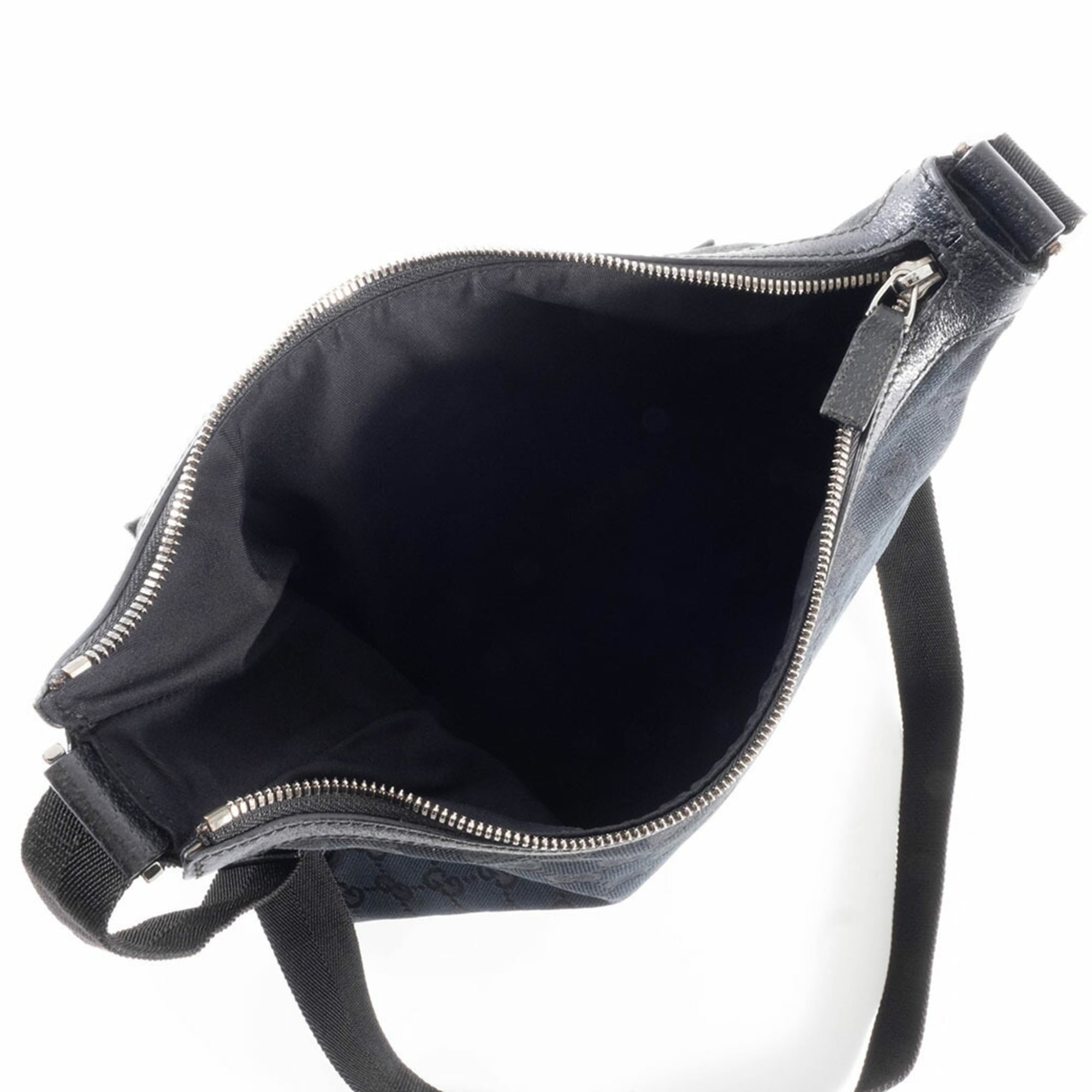 Gucci Black Gg Canvas Leather Shoulder Bag (Pre-Owned)