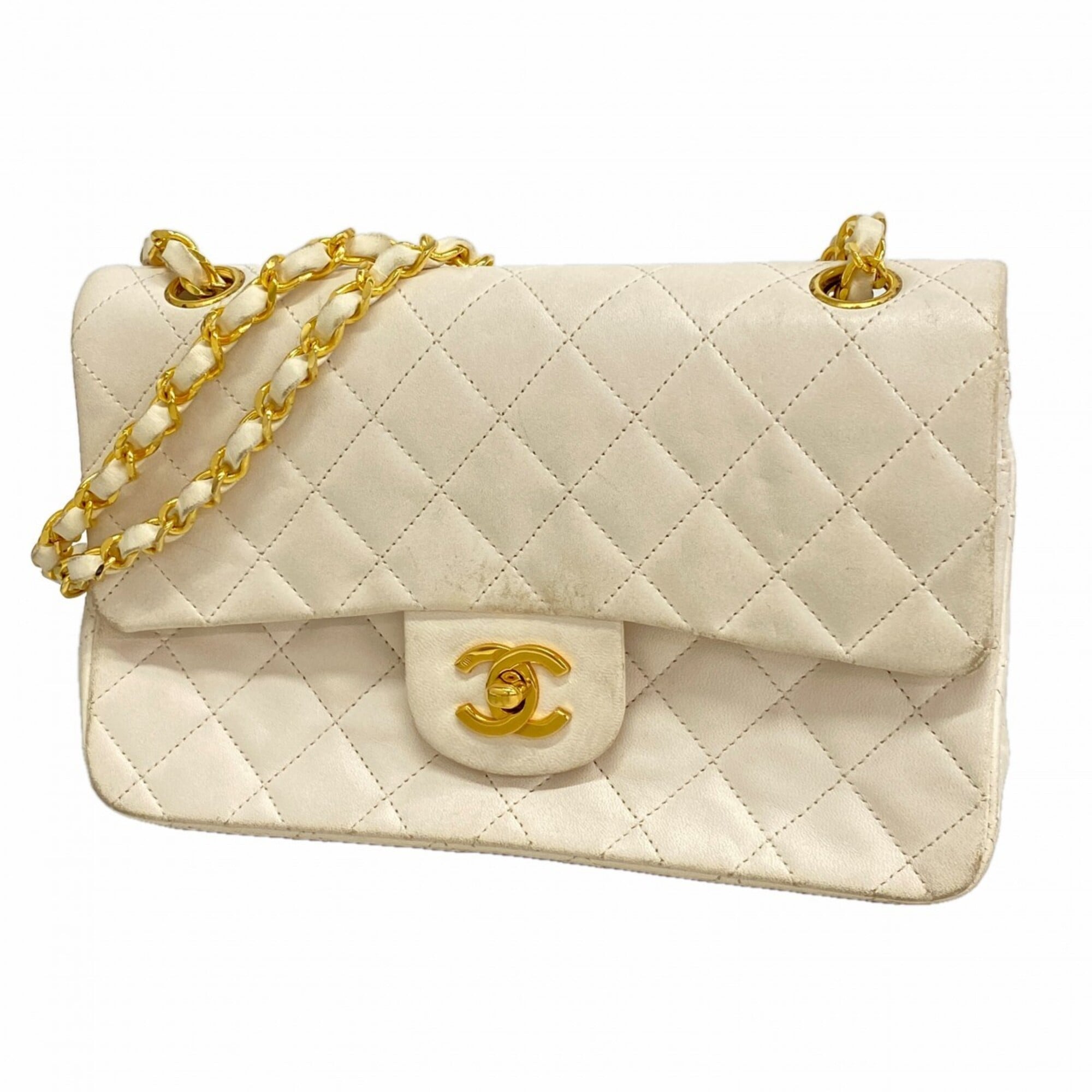 Chanel White Leather Shoulder Bag (Pre-Owned)