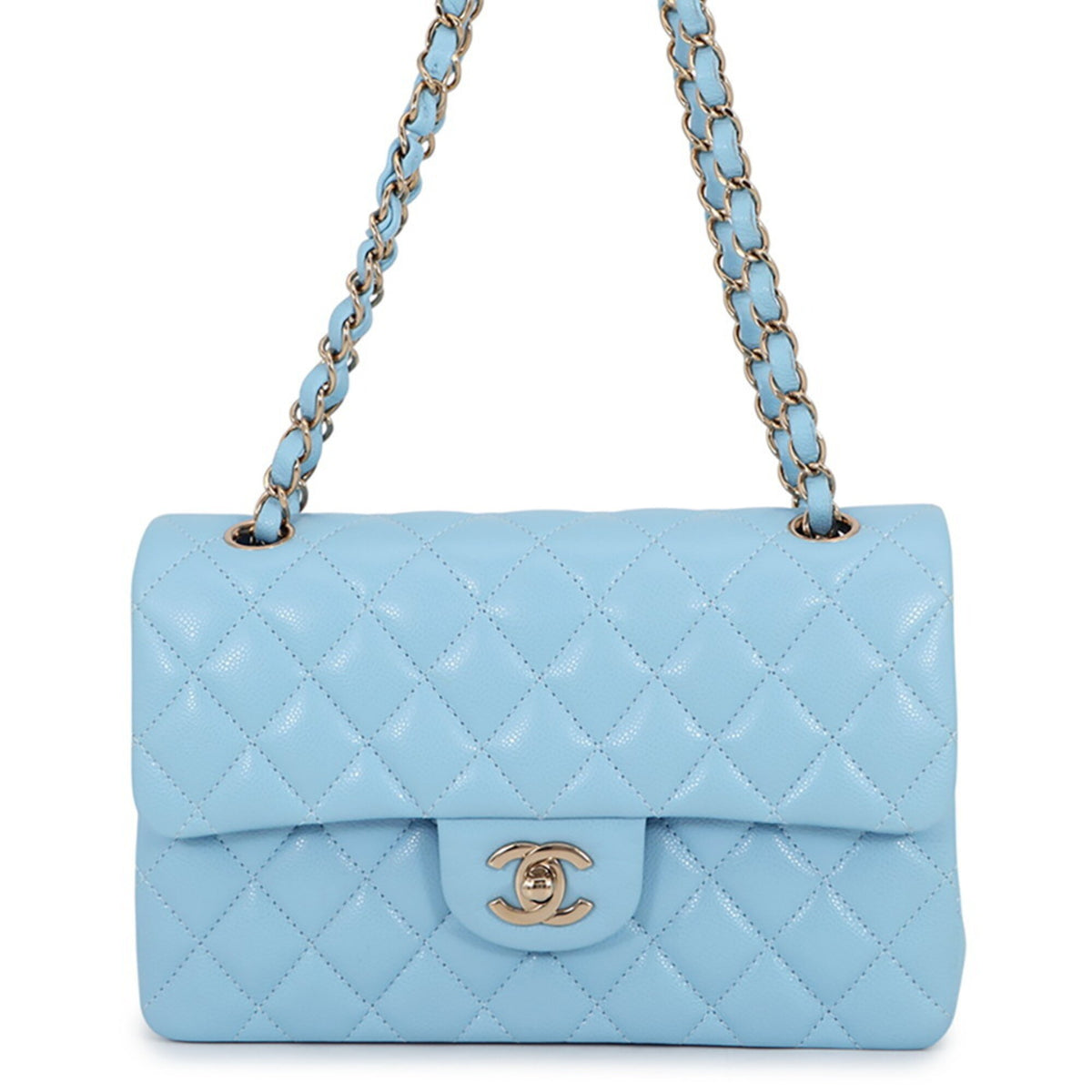 Chanel Sky Blue Grained Calfskin Handbag Shoulder Bag (Pre-Owned)