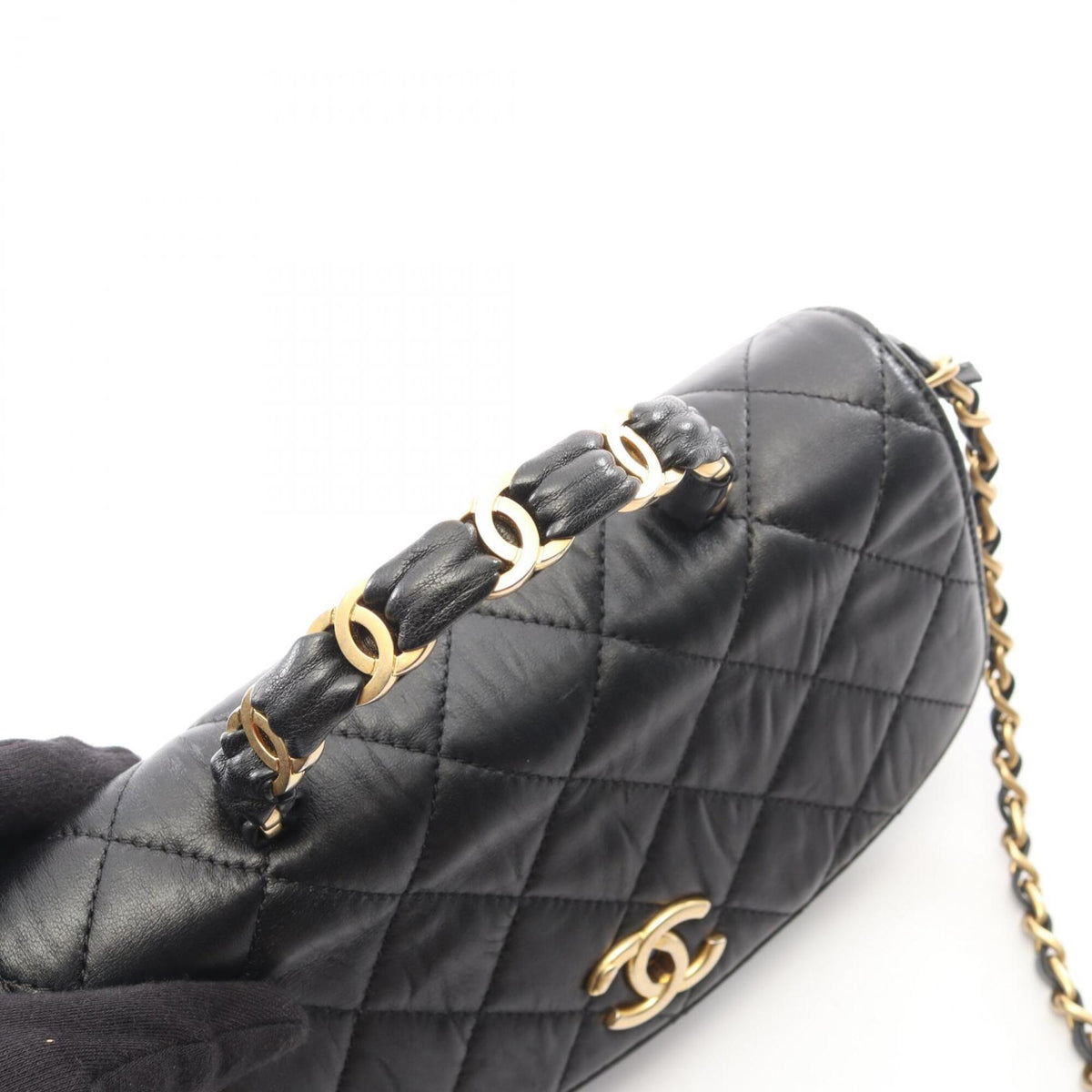 Chanel Black Leather Handbag Shoulder Bag (Pre-Owned)