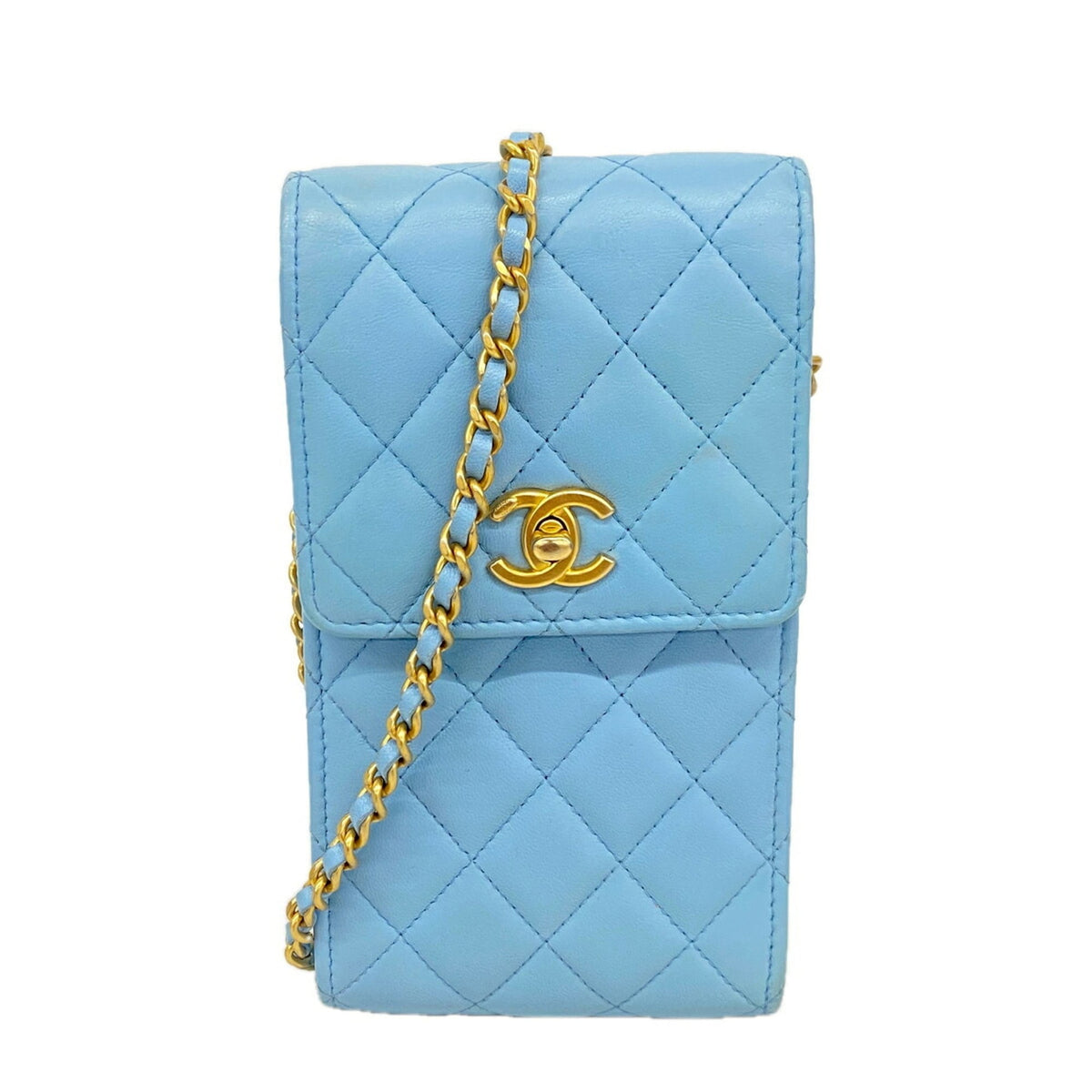 Chanel Sky Blue Leather Shoulder Bag (Pre-Owned)