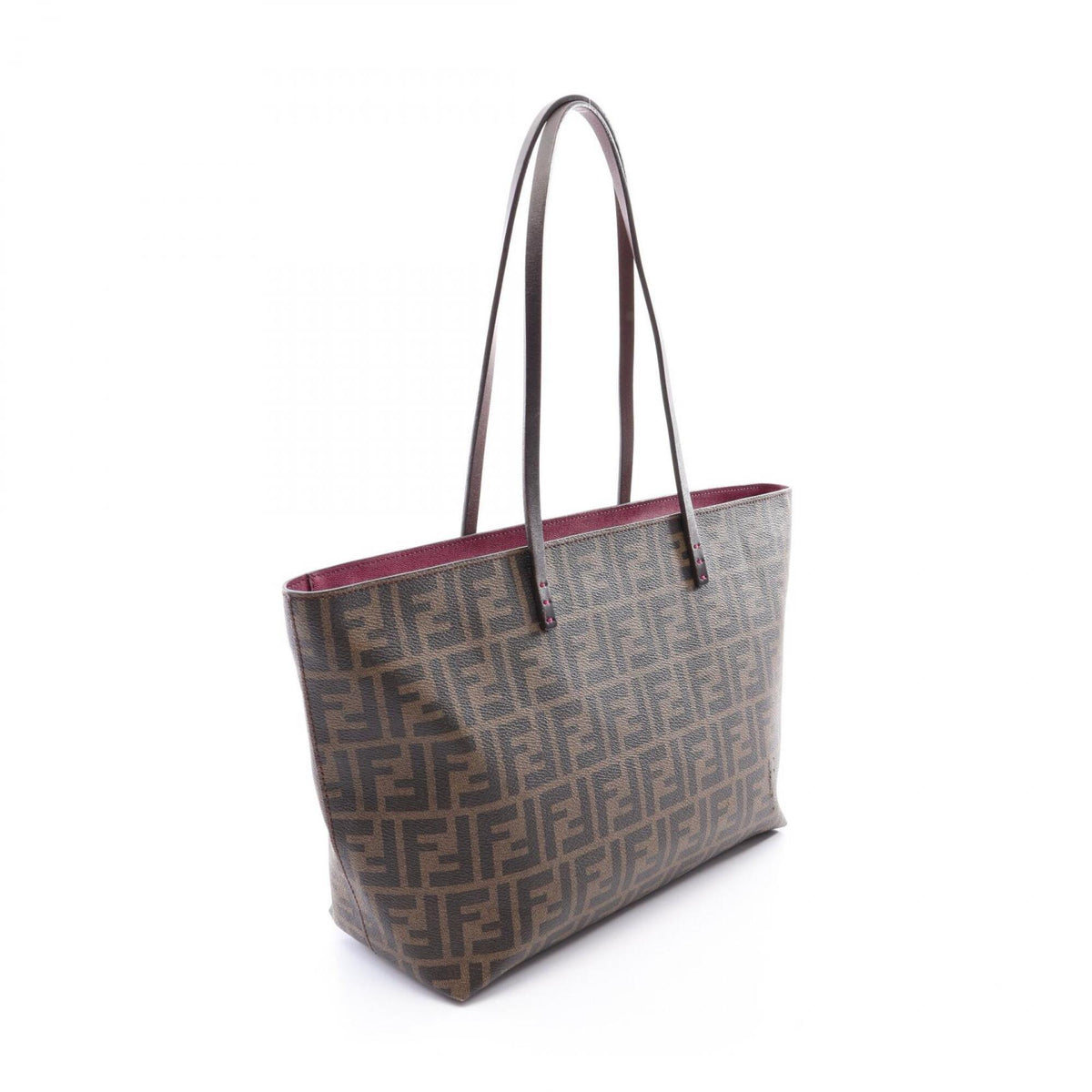 Fendi Zucca Brown Coated Canvas Leather Handbag Tote Bag (Pre-Owned)