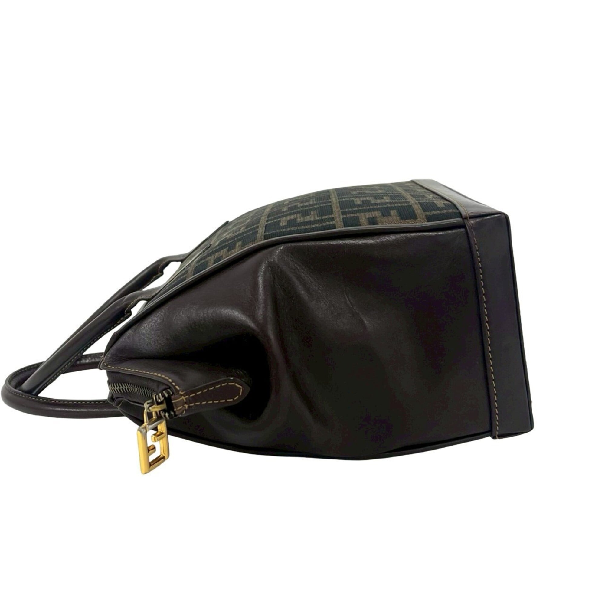 Fendi Brown Canvas Leather Handbag Shoulder Bag (Pre-Owned)