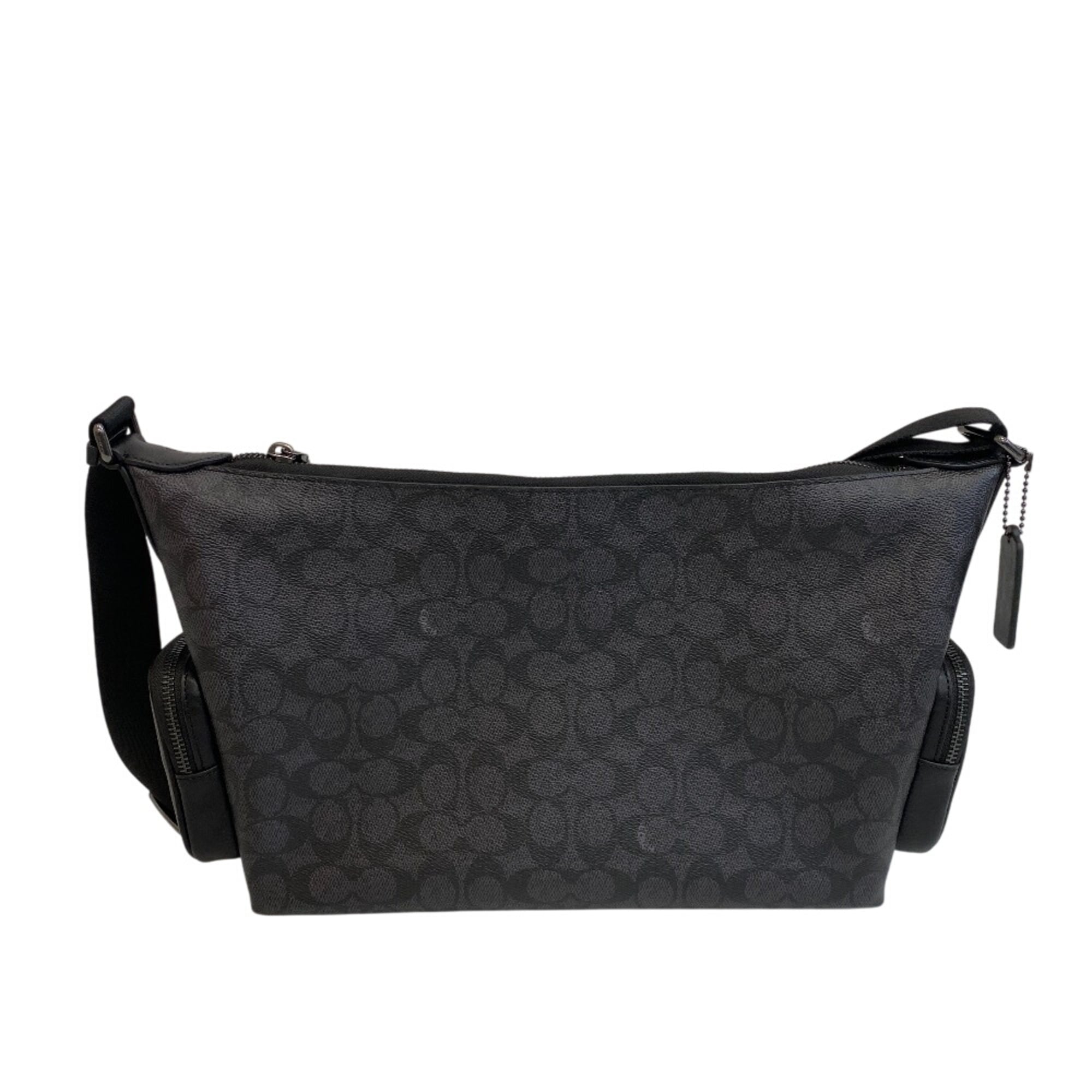 Coach Black Gray Pvc Coated Canvas Shoulder Bag Sling Bag (Pre-Owned)