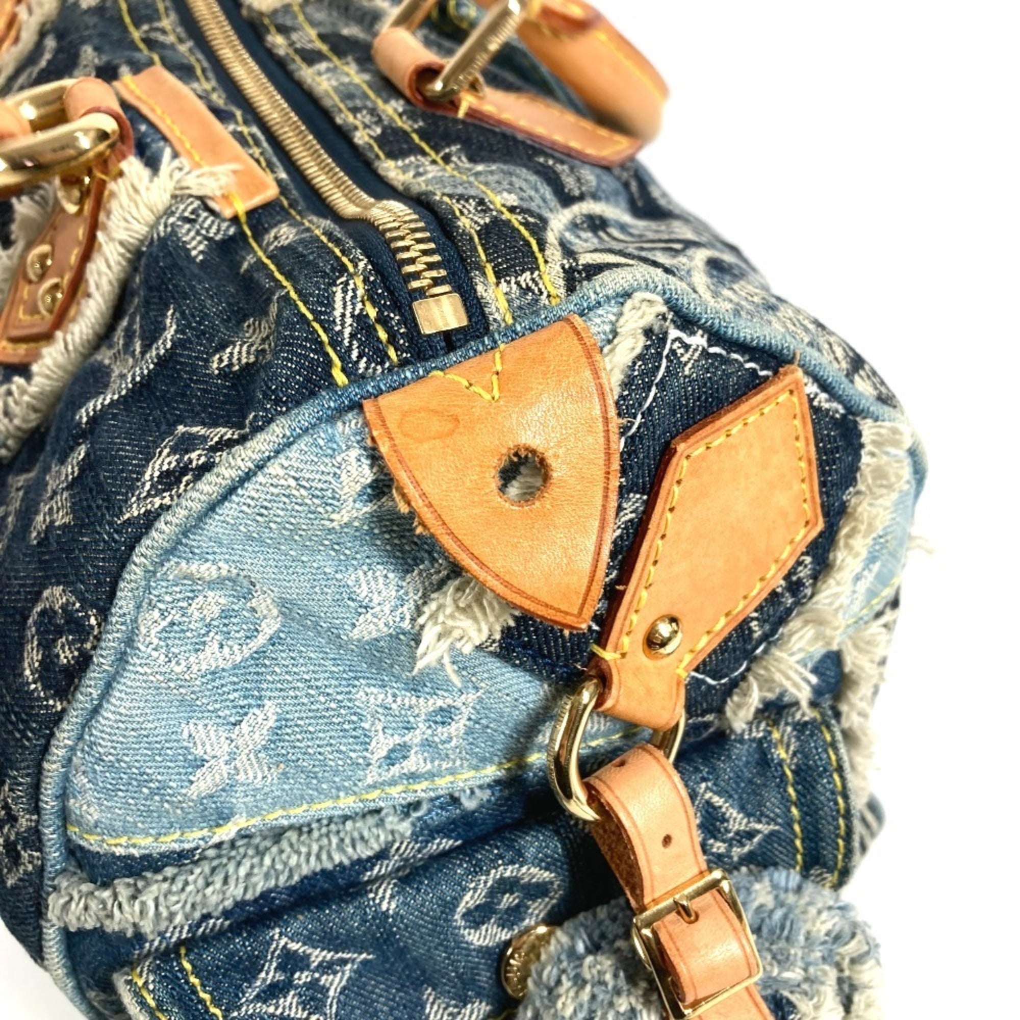 Louis Vuitton Blue Monogram Denim Canvas Boston Bag Handbag (Pre-Owned)