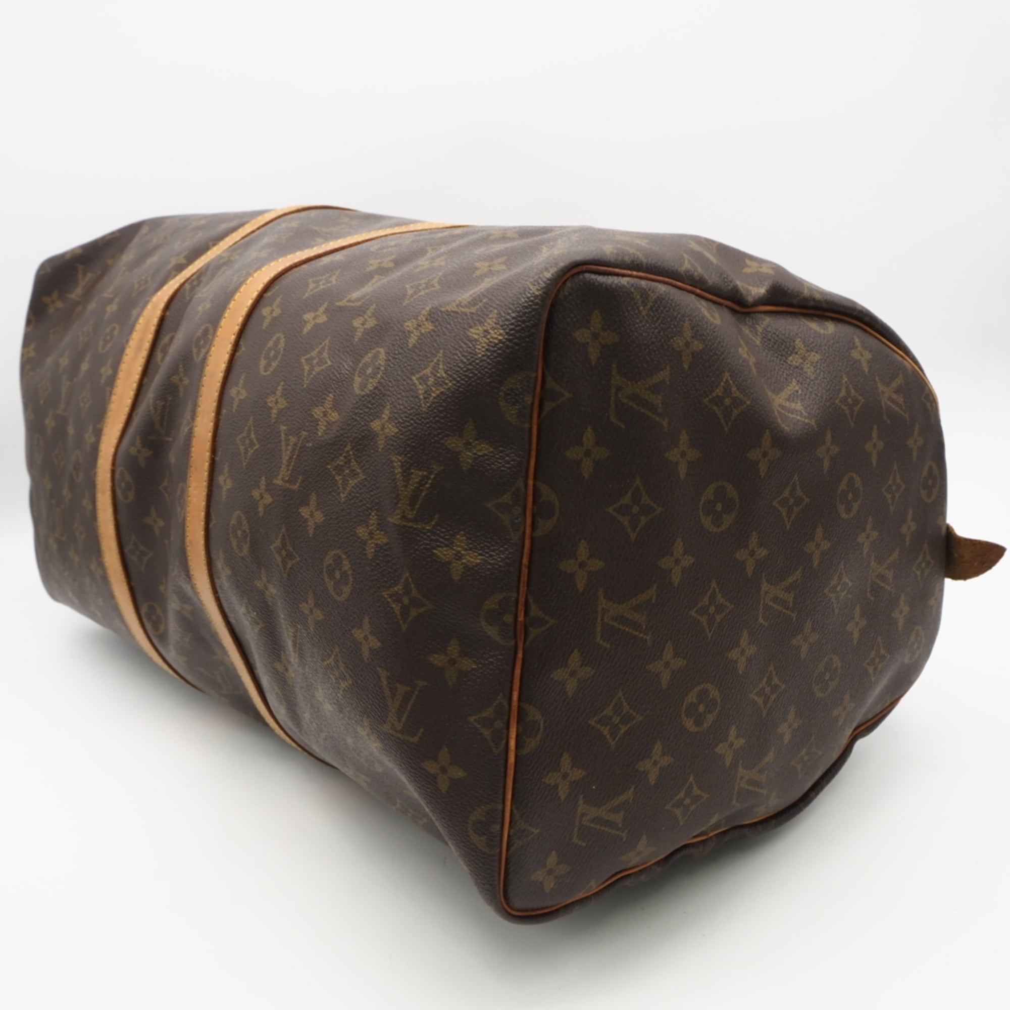 Louis Vuitton Monogram Beige Brown Coated Canvas Leather Boston Bag (Pre-Owned)