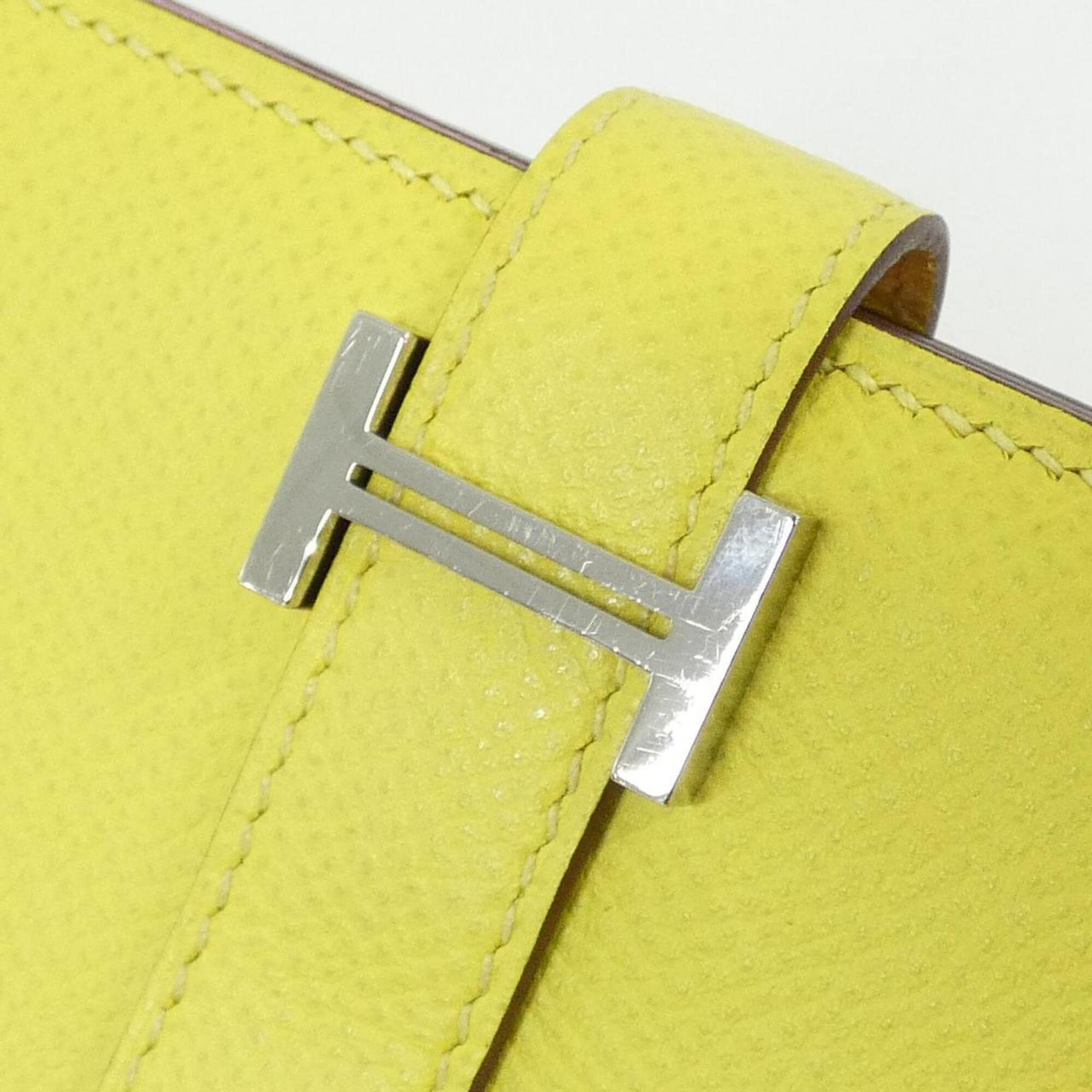 Hermes Lime Yellow Epsom Leather Long Wallet (Bi-Fold) (Pre-Owned)