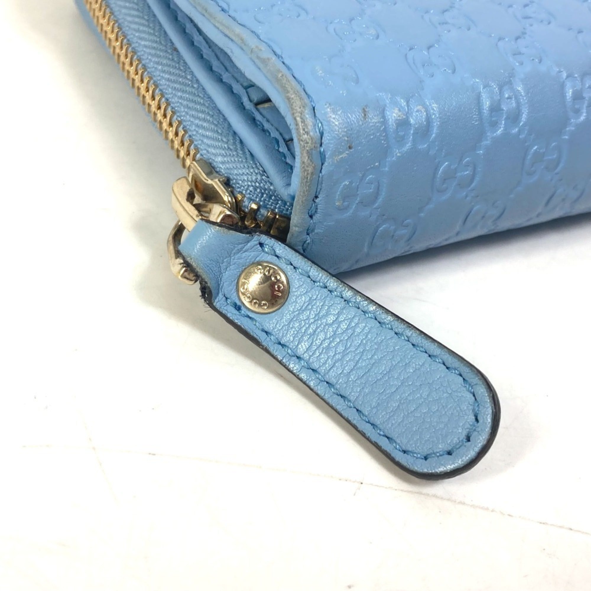 Gucci Light Blue Leather Long Wallet (Bi-Fold) (Pre-Owned)