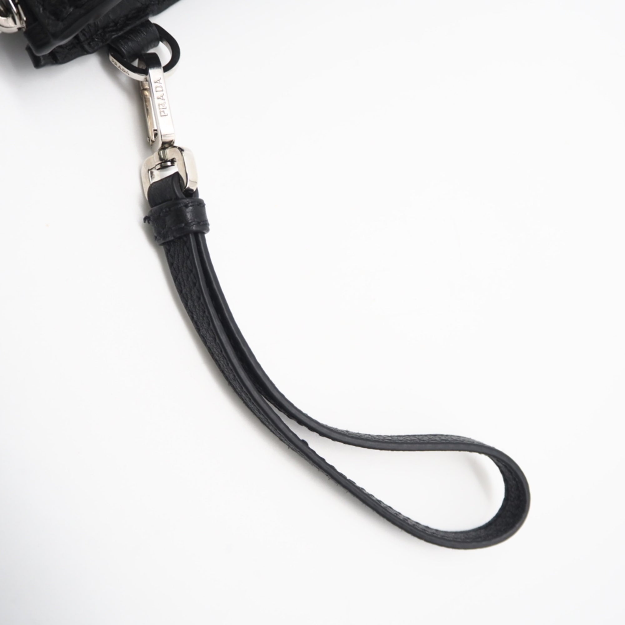 Prada Black Leather Beach Bag Clutch Bag (Pre-Owned)