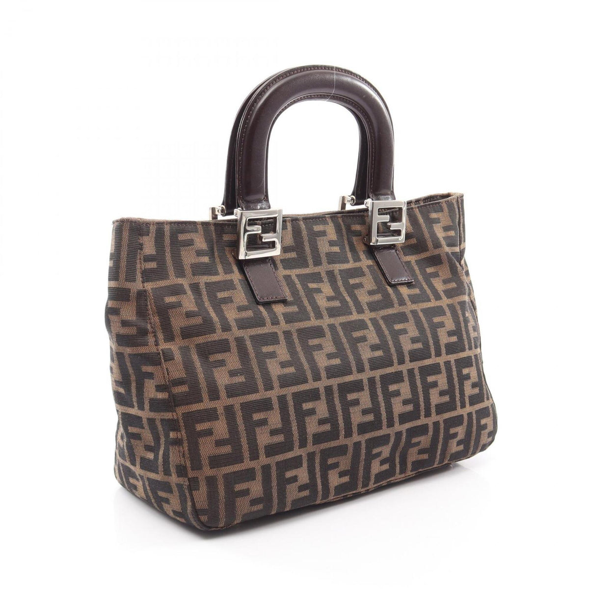 Fendi Brown Canvas Leather Handbag (Pre-Owned)