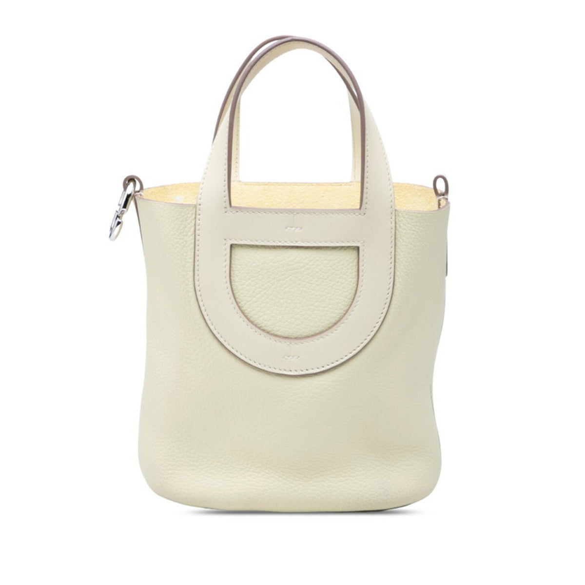 Hermes Silver Taurillon Clemence Leather Swift Leather Handbag (Pre-Owned)