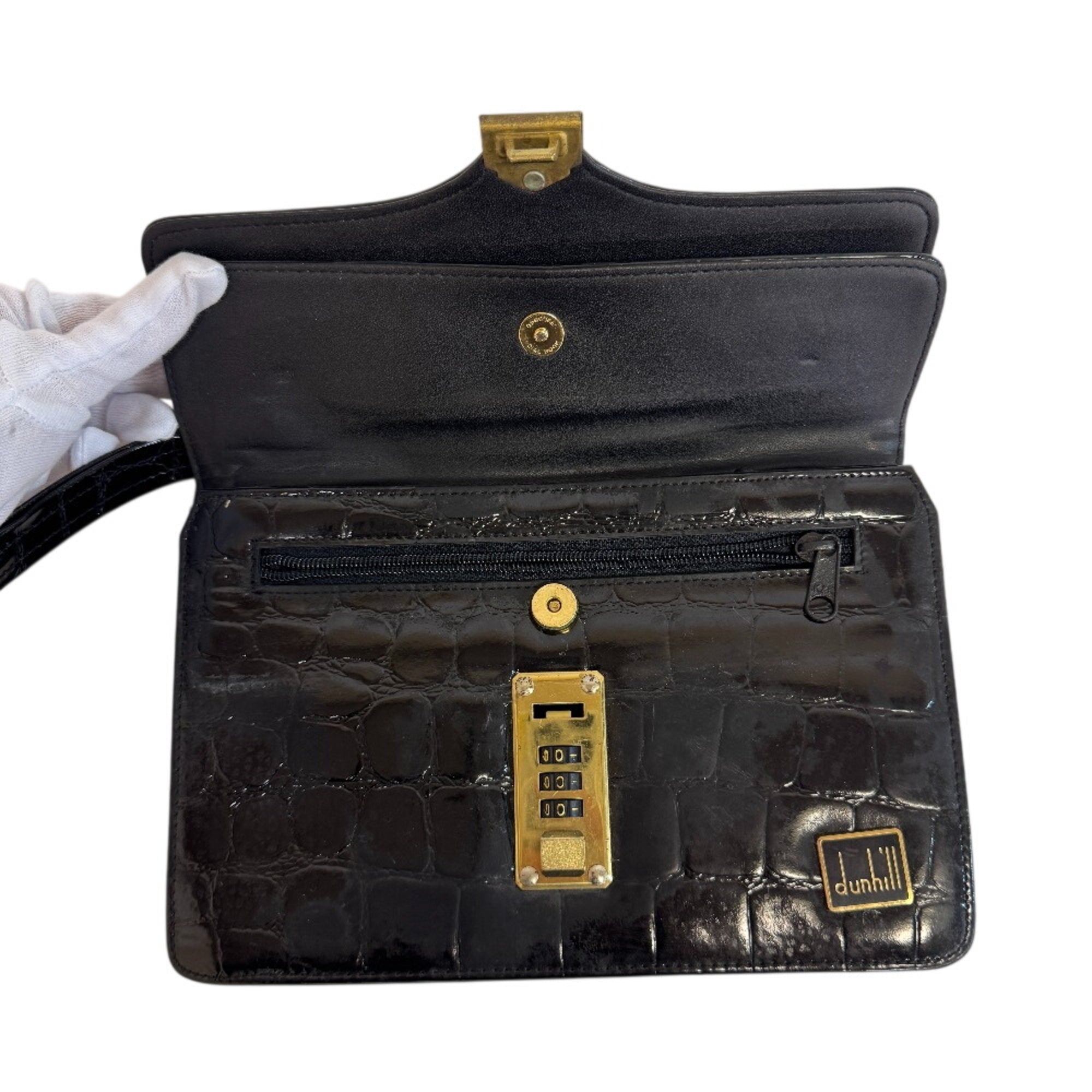 Dunhill Black Leather Clutch Bag Pouch (Pre-Owned)