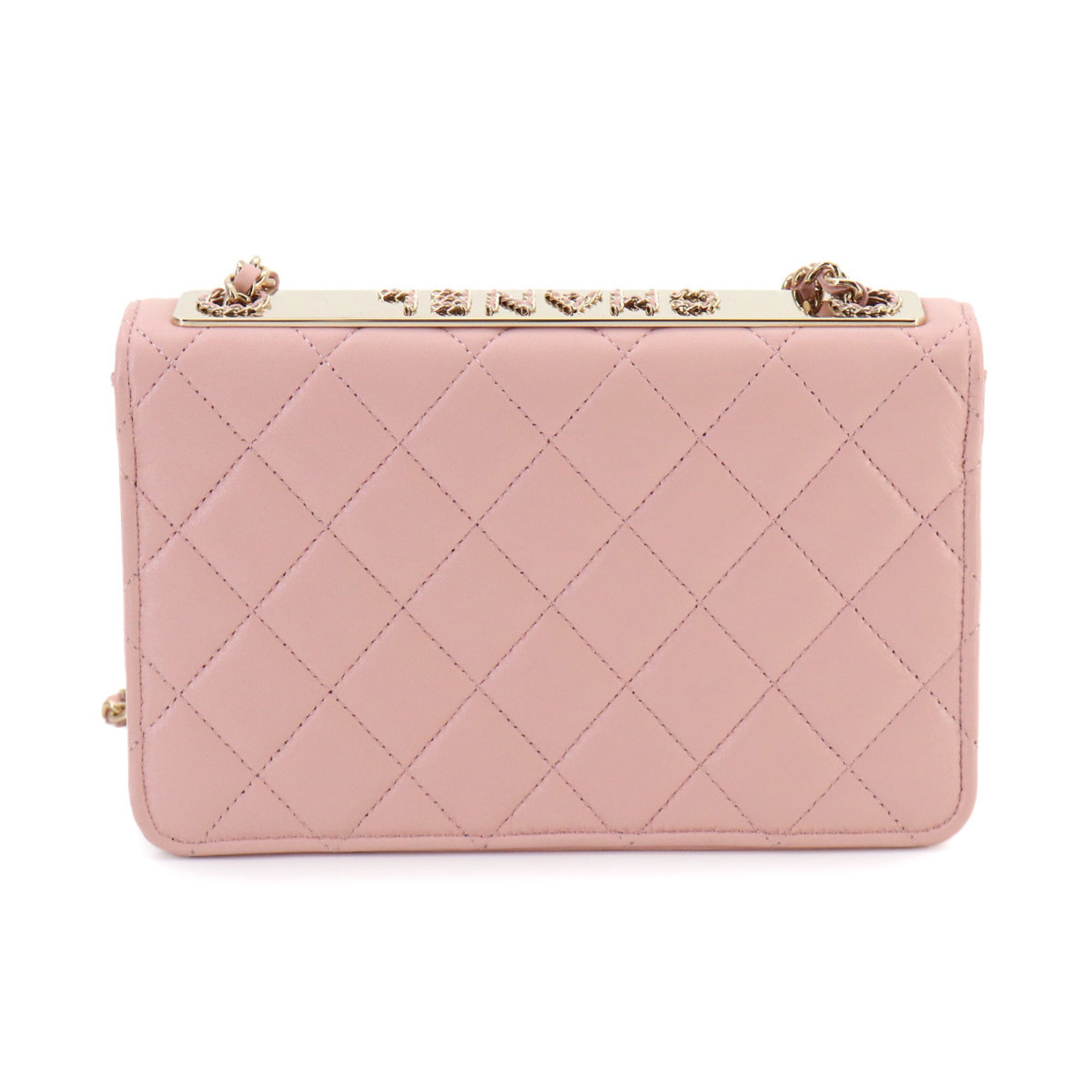 Chanel Pink Leather Chain/Shoulder Wallet (Pre-Owned)