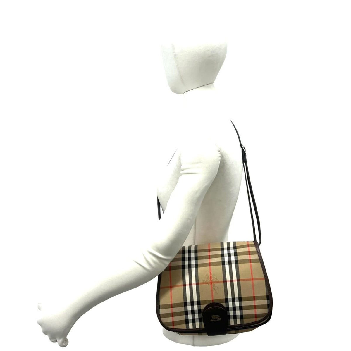 Burberry Beige Brown Canvas Leather Pochette Shoulder Bag (Pre-Owned)