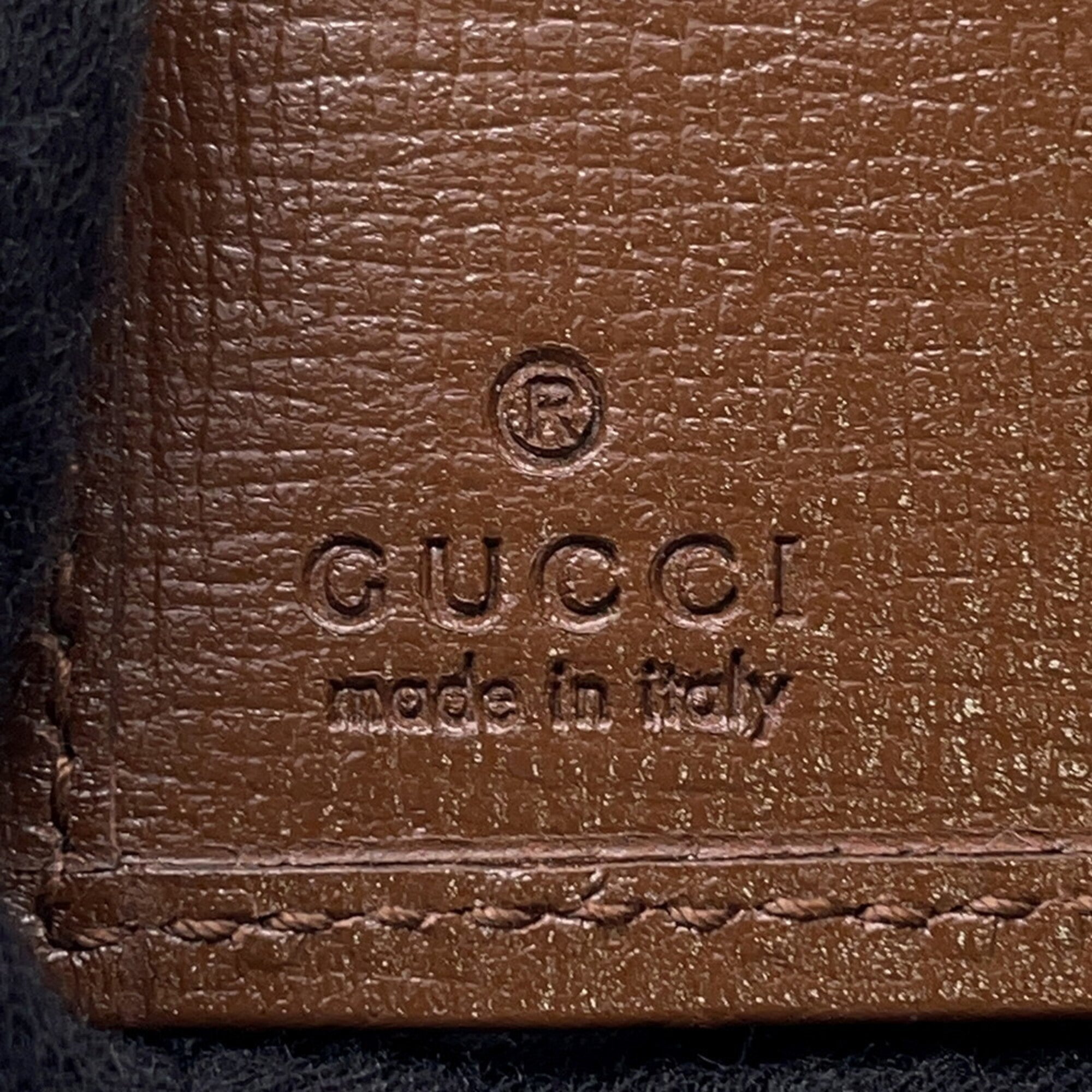 Gucci Beige Brown Canvas Leather Wallet (Tri-Fold) (Pre-Owned)