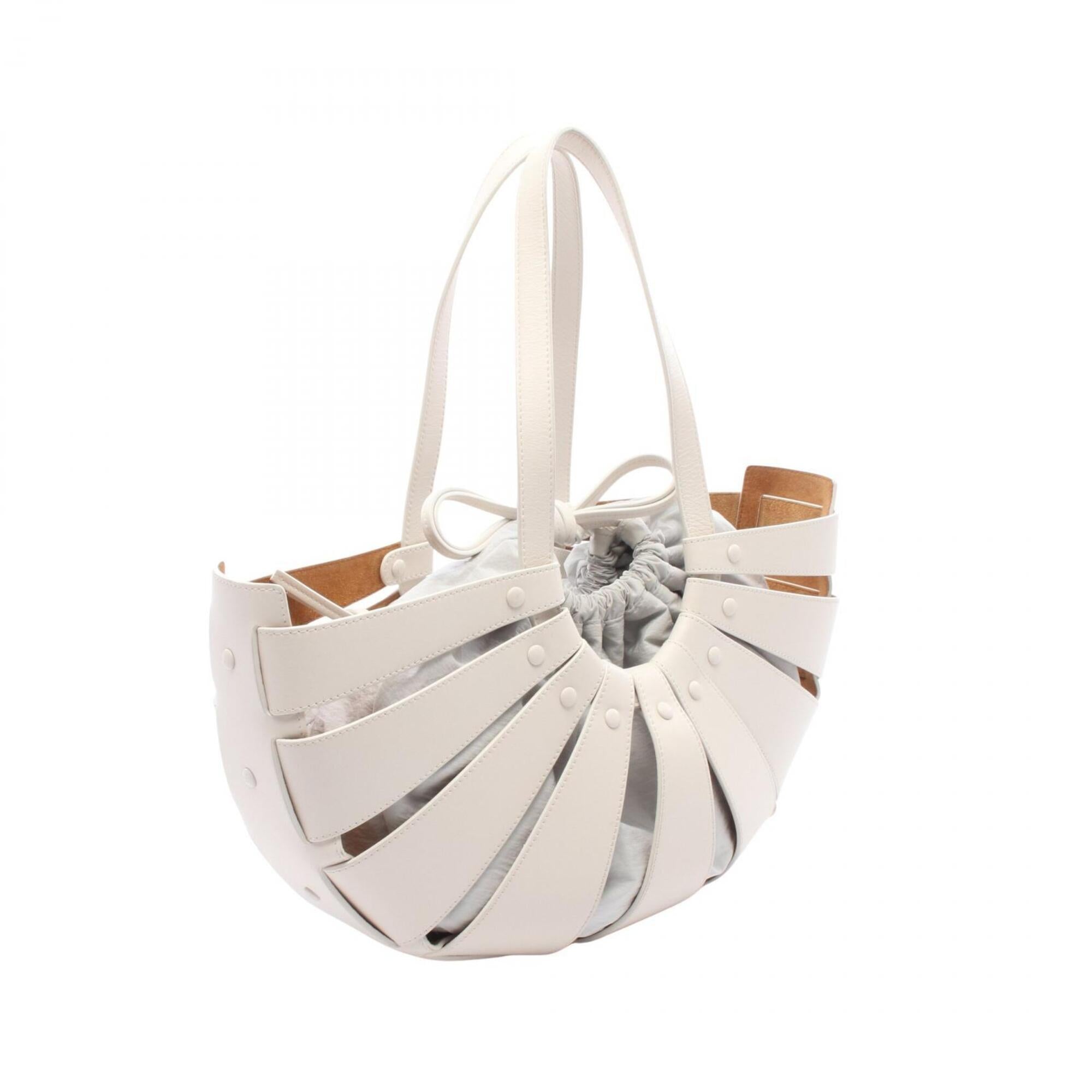 Bottega Veneta White Leather Handbag Shoulder Bag (Pre-Owned)