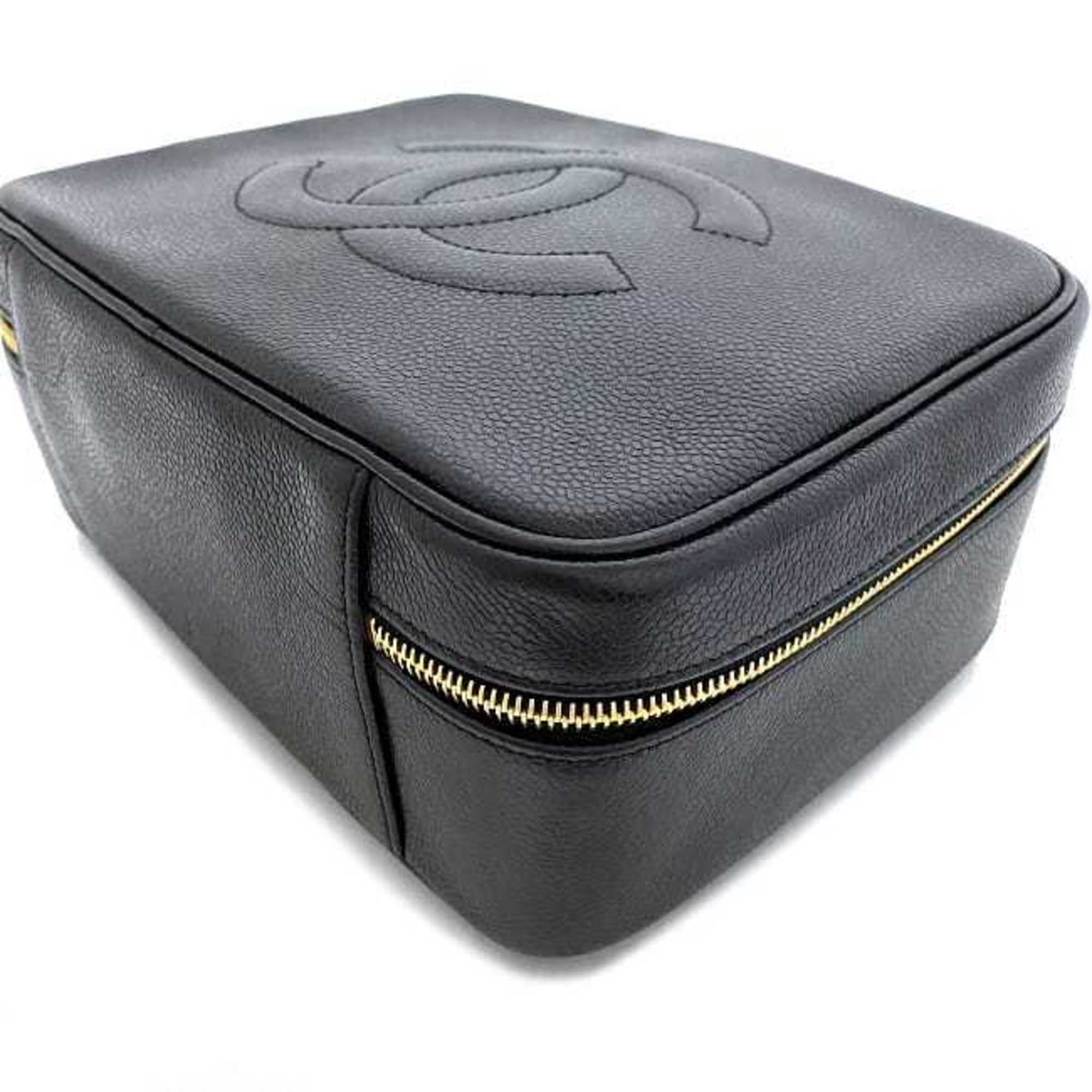 Chanel Black Leather Handbag Vanity Bag (Pre-Owned)