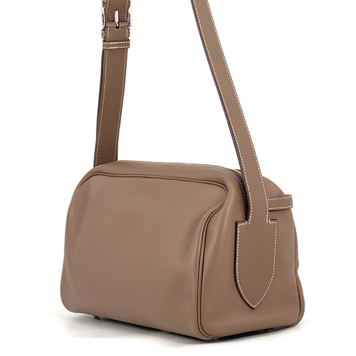 Hermes Etoupe Gray Taurillon Clemence Leather Shoulder Bag (Pre-Owned)