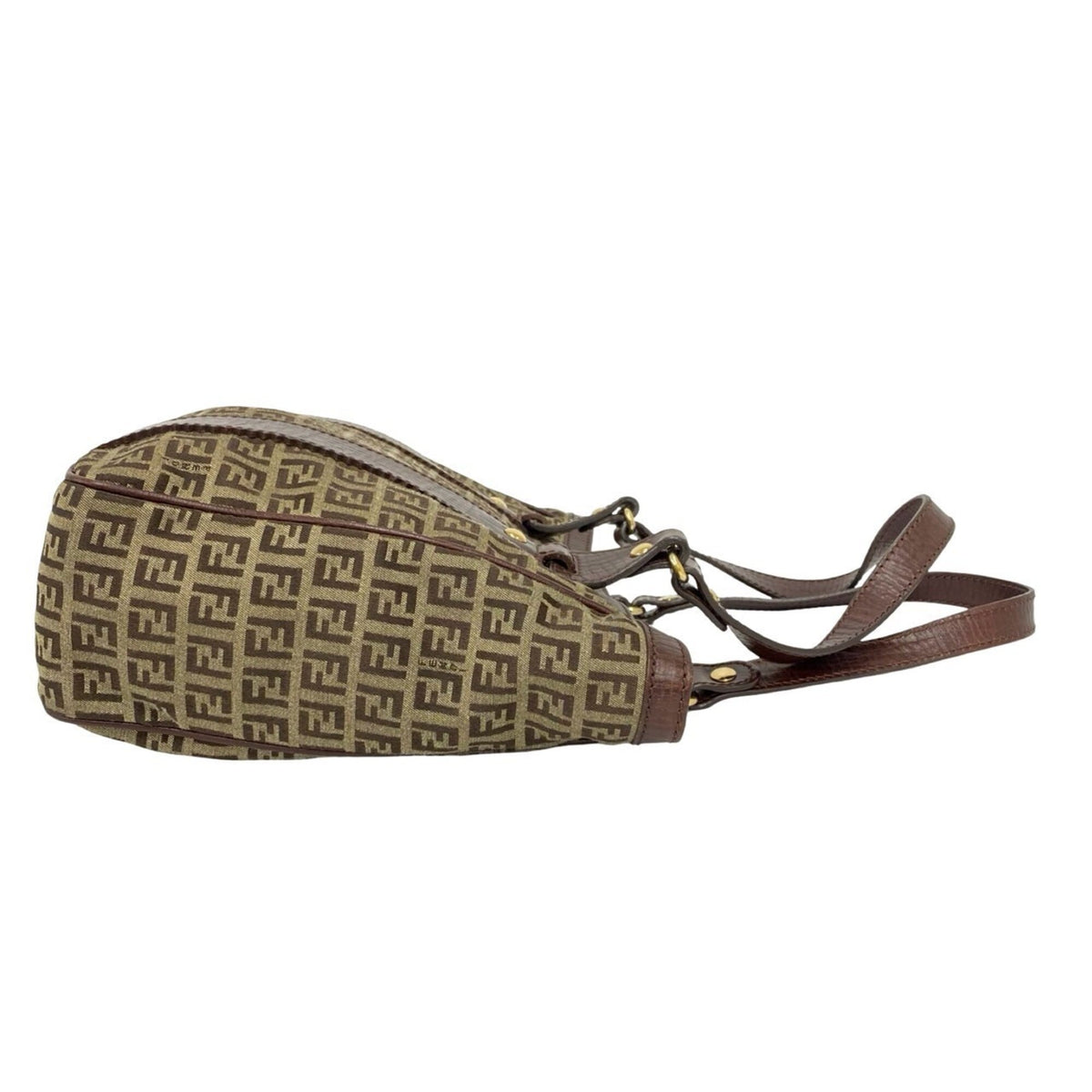 Fendi Brown Canvas Leather Handbag Tote Bag (Pre-Owned)