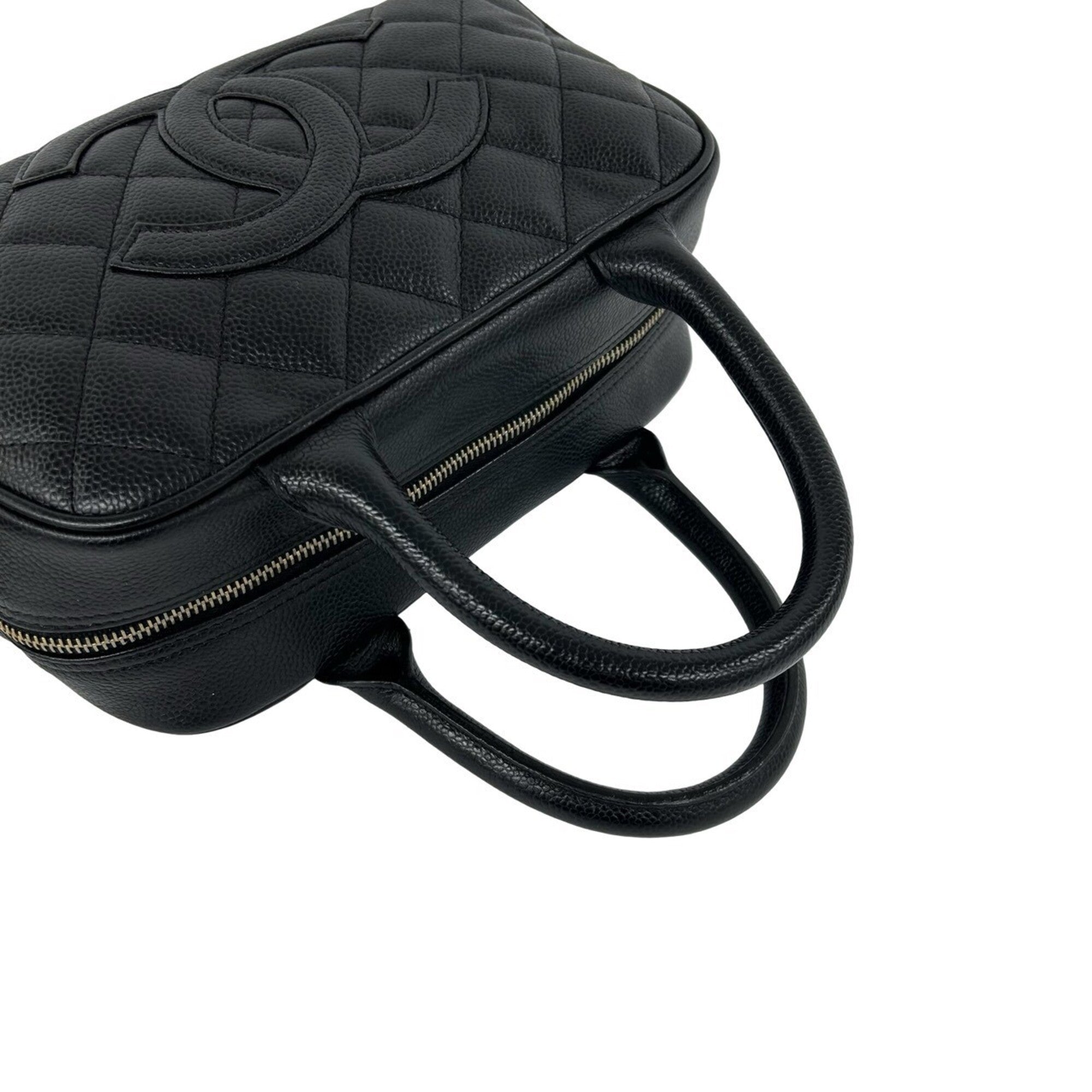 Chanel Black Grained Calfskin Boston Bag Handbag (Pre-Owned)