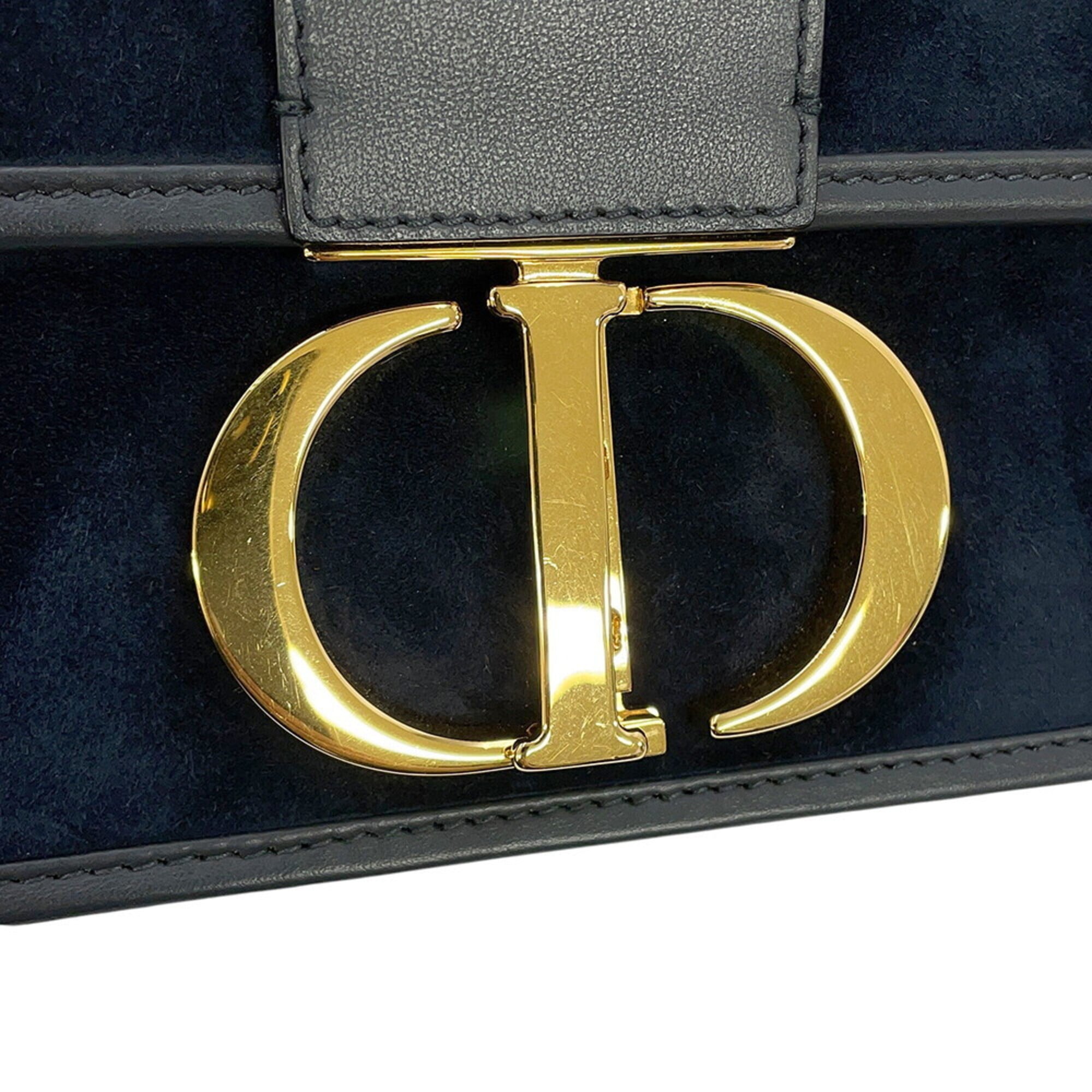 Christian Dior Navy Velvet Leather Handbag Shoulder Bag (Pre-Owned)