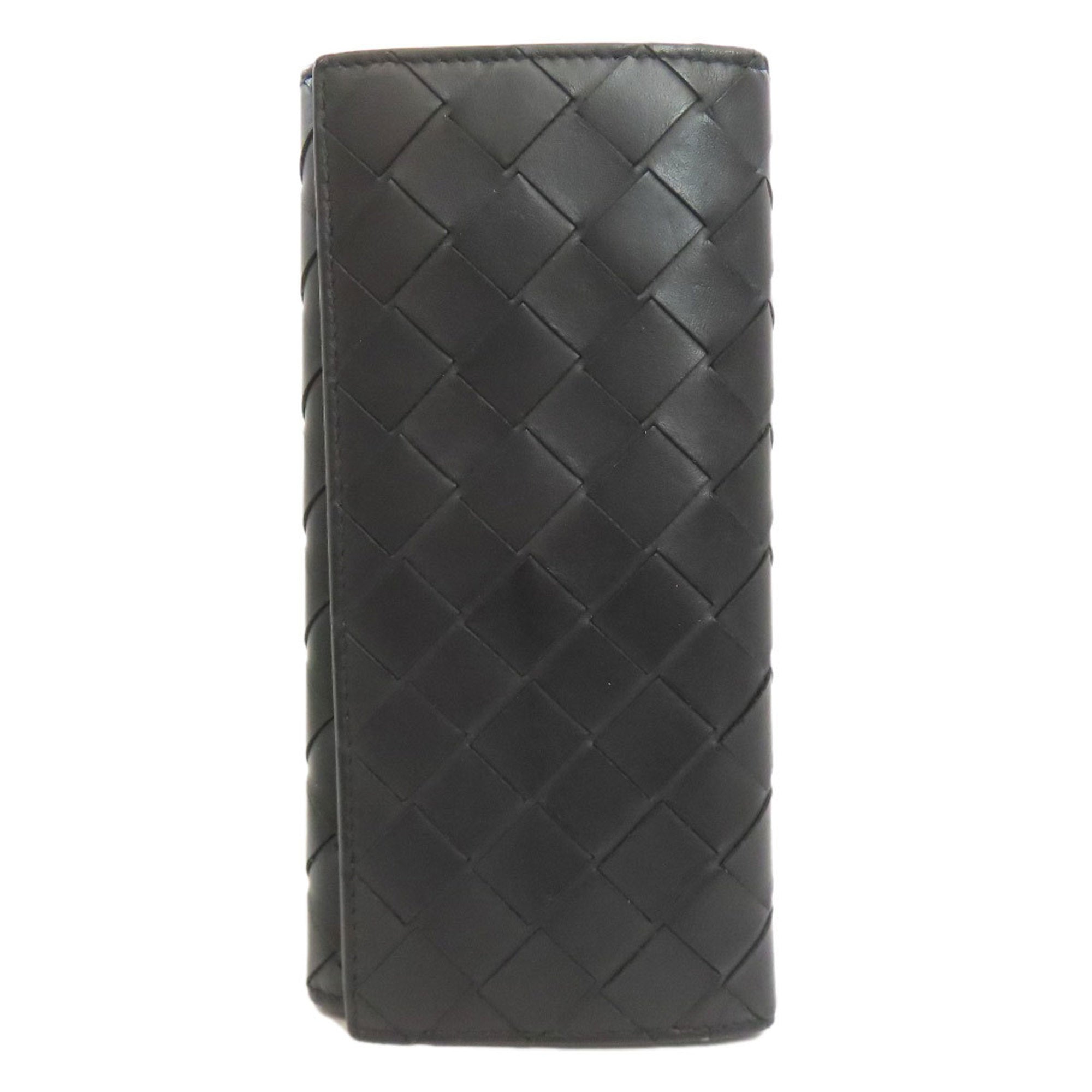 Bottega Veneta Intrecciato Black Leather Long Wallet (Bi-Fold) (Pre-Owned)