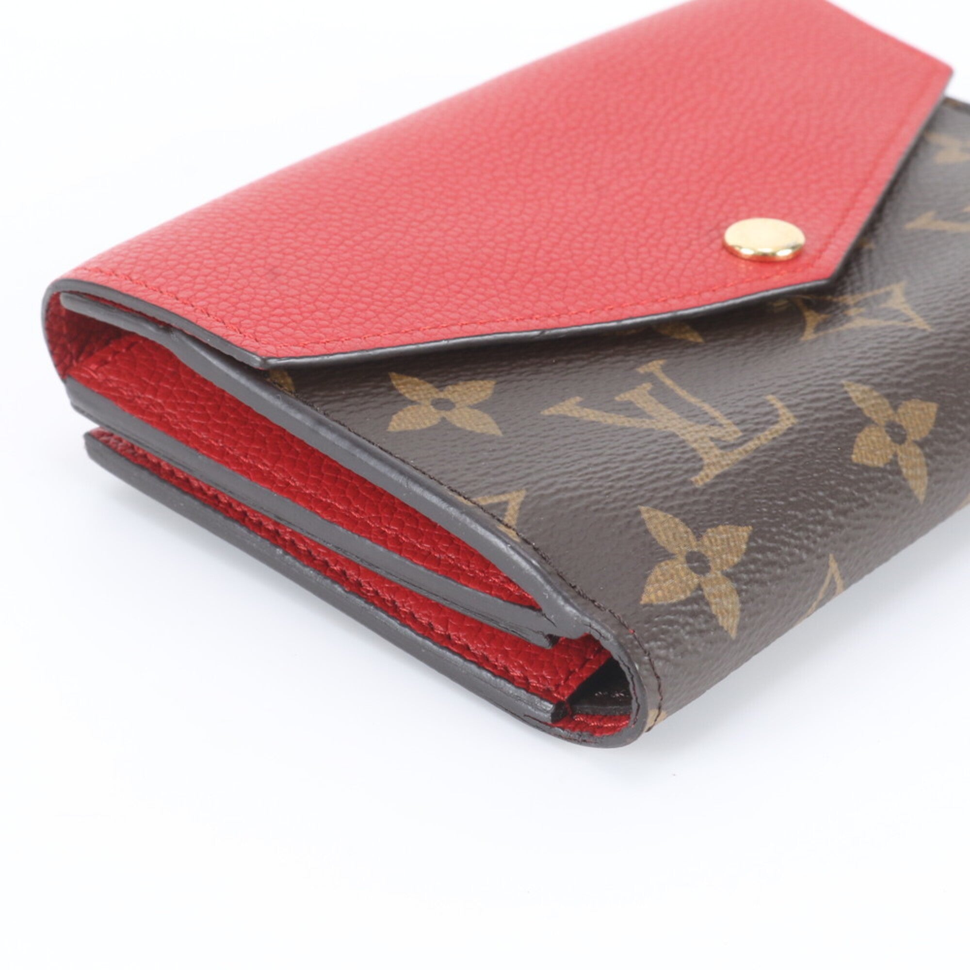 Louis Vuitton Cerise Leather Coated Canvas Wallet (Bi-Fold) (Pre-Owned)