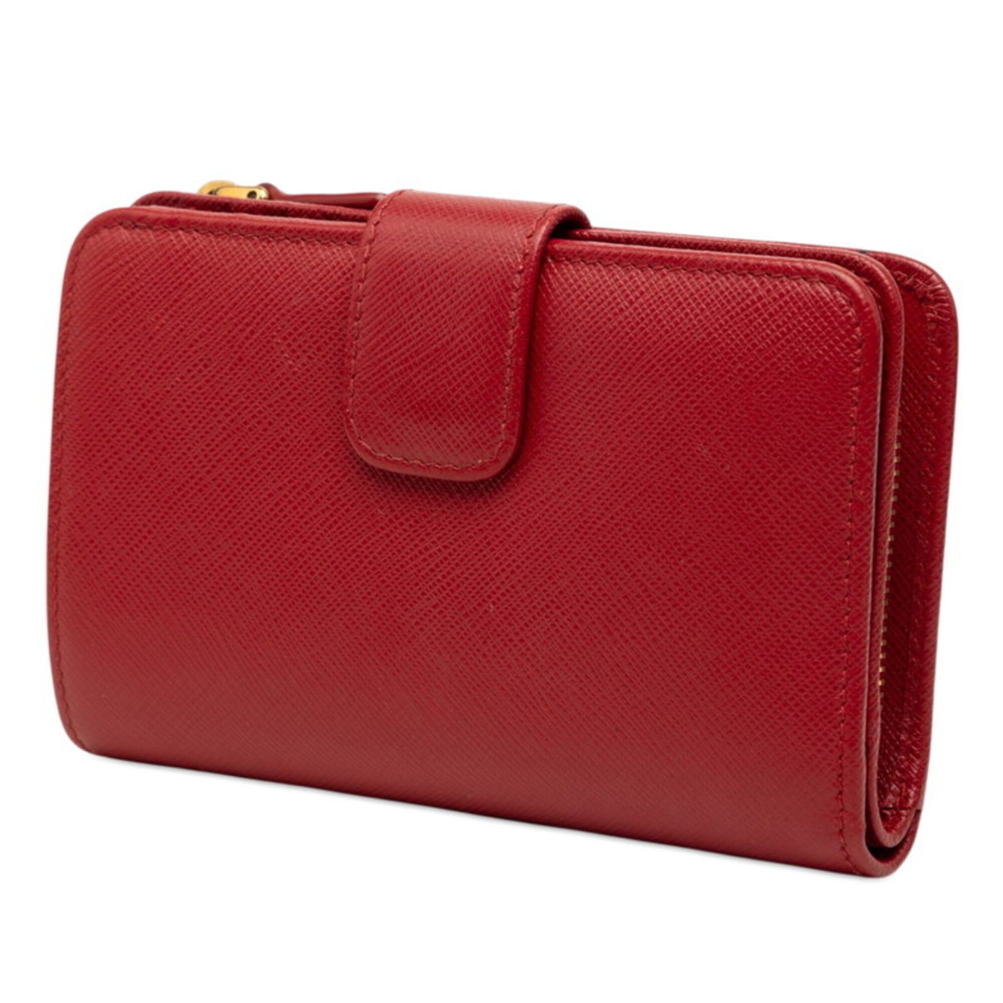 Prada Red Color Leather Wallet (Bi-Fold) (Pre-Owned)