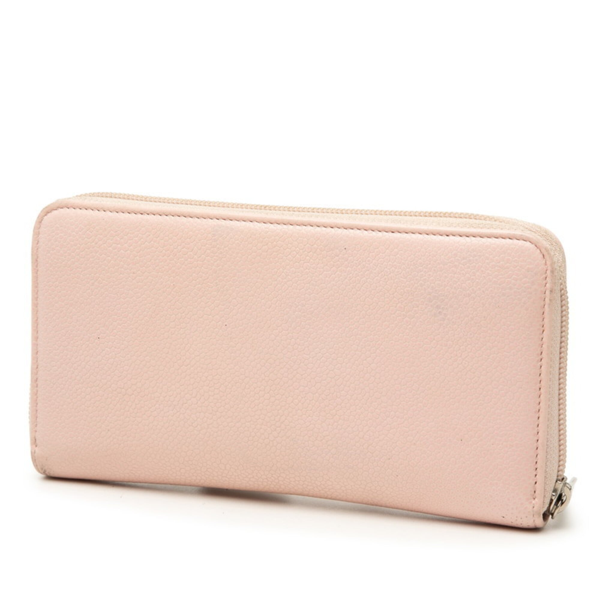 Chanel Pink Grained Calfskin Long Wallet (Bi-Fold) (Pre-Owned)