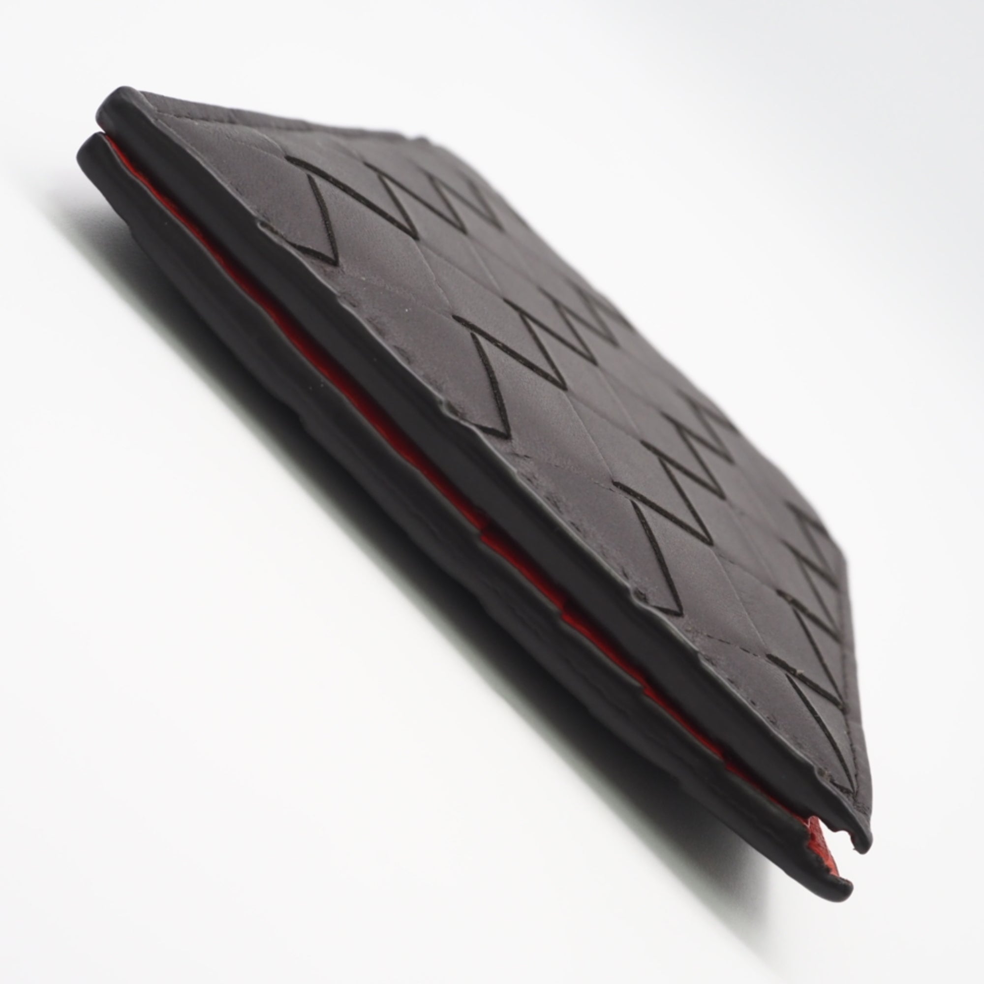Bottega Veneta Intrecciato Brown Red Color Leather Wallet (Bi-Fold) (Pre-Owned)