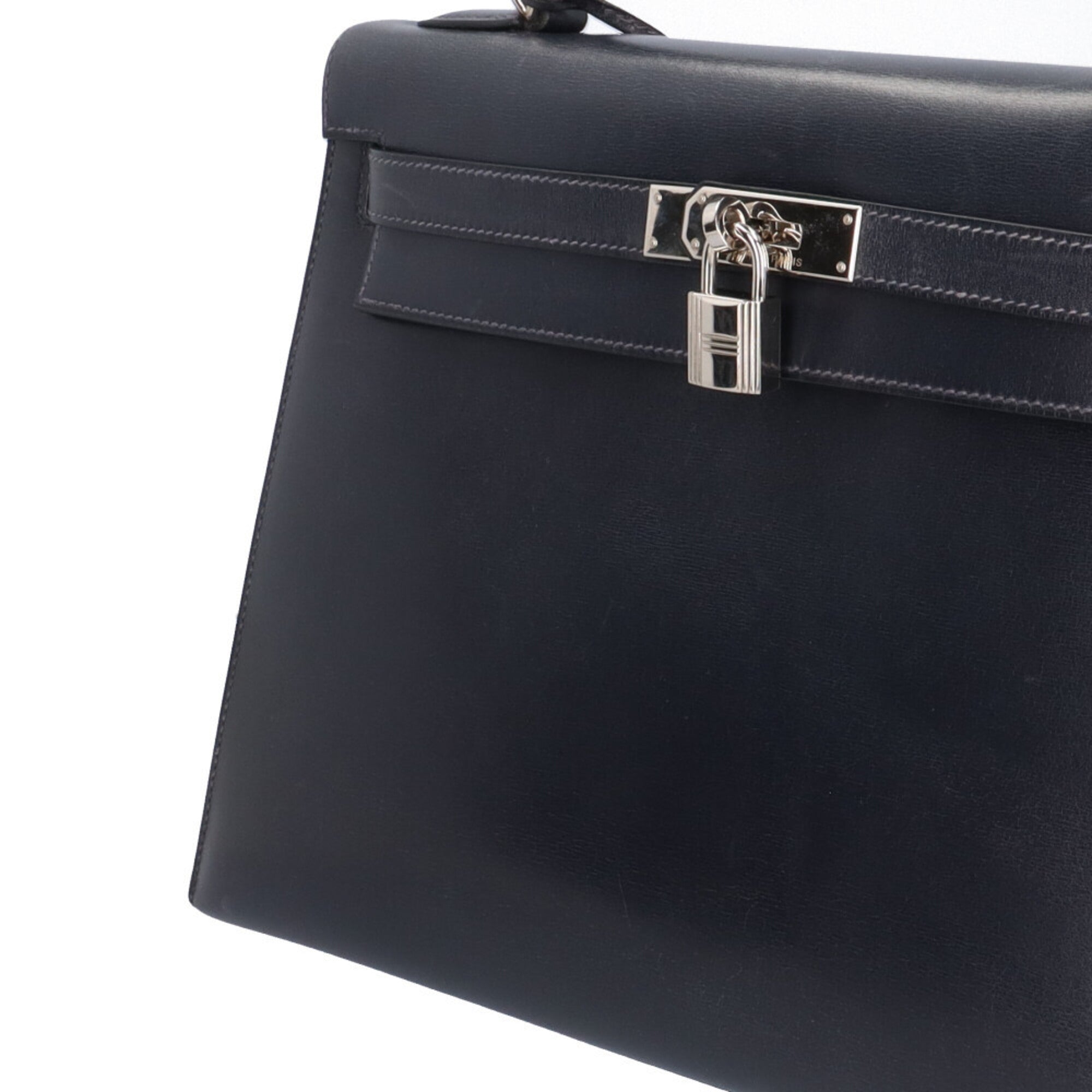 Hermes Blue Indigo Navy Box Calf Leather Shoulder Bag (Pre-Owned)