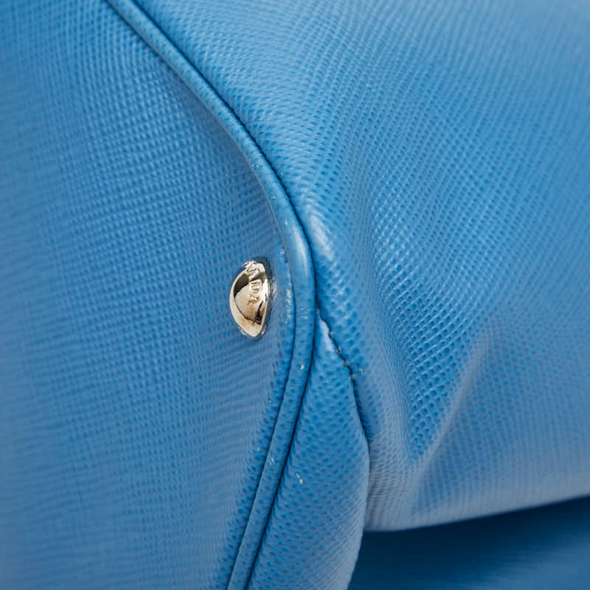 Prada Blue Saffiano Triangle Leather Handbag Tote Bag (Pre-Owned)