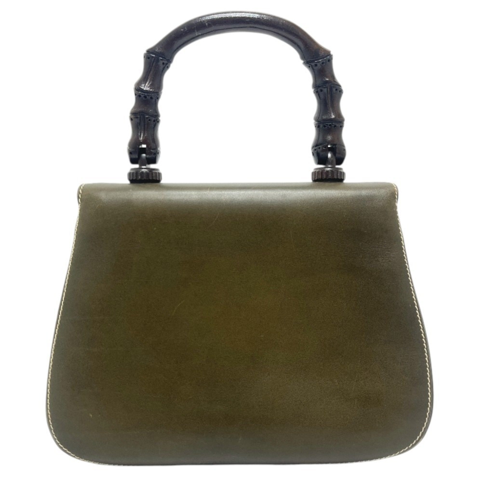 Gucci Khaki Leather Handbag Tote Bag (Pre-Owned)