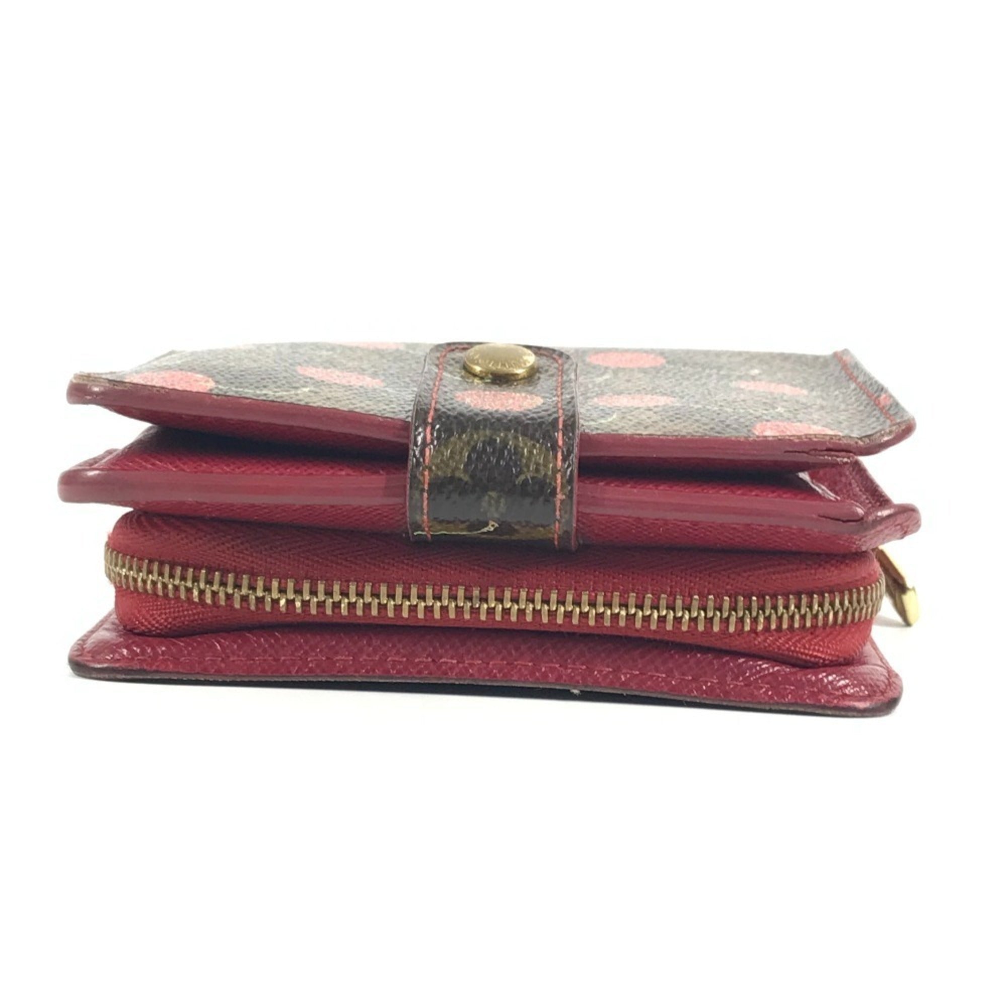 Louis Vuitton Brown Red Color Monogram Cherry Blossom Canvas Wallet (Bi-Fold) (Pre-Owned)
