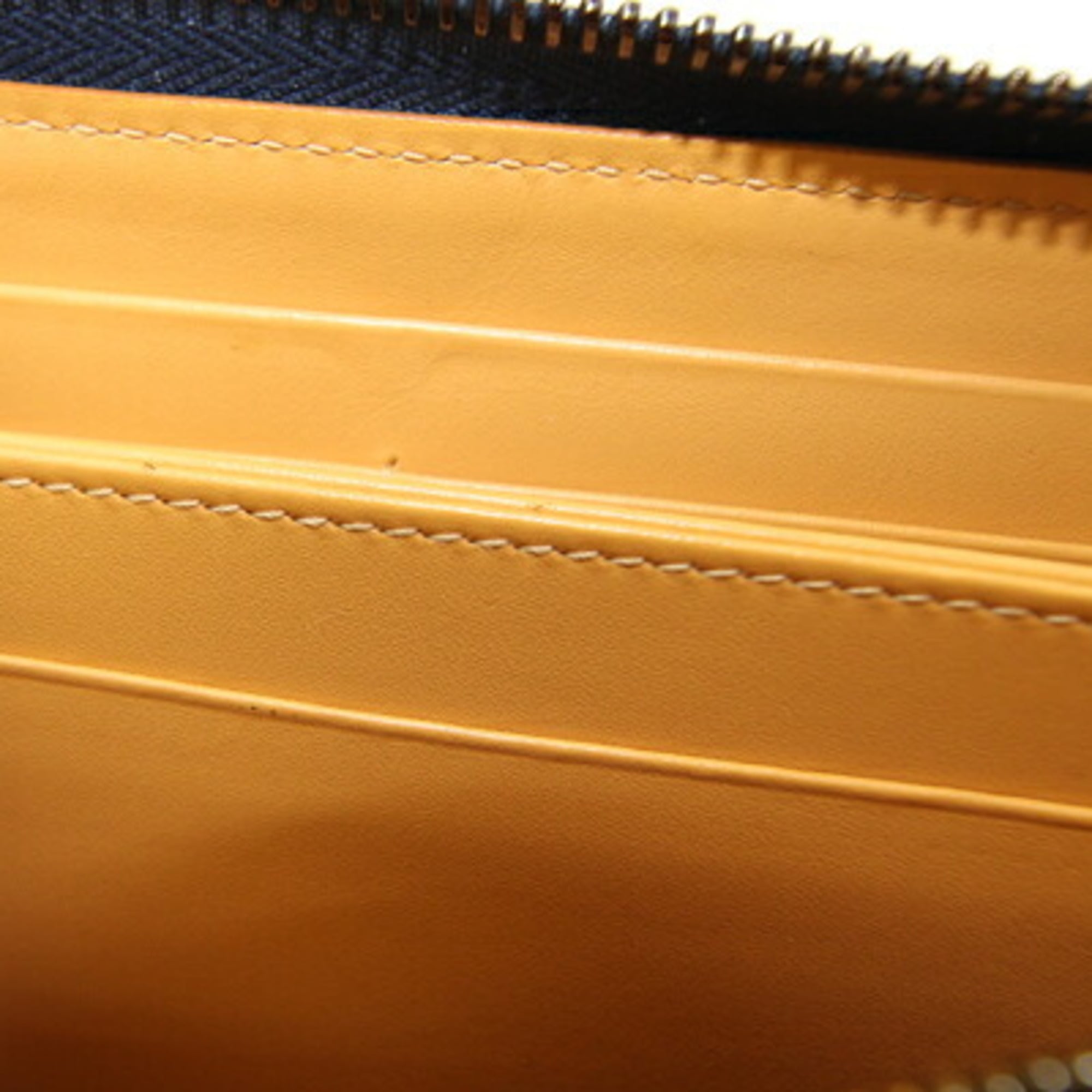 Bvlgari Navy Leather Long Wallet (Bi-Fold) (Pre-Owned)