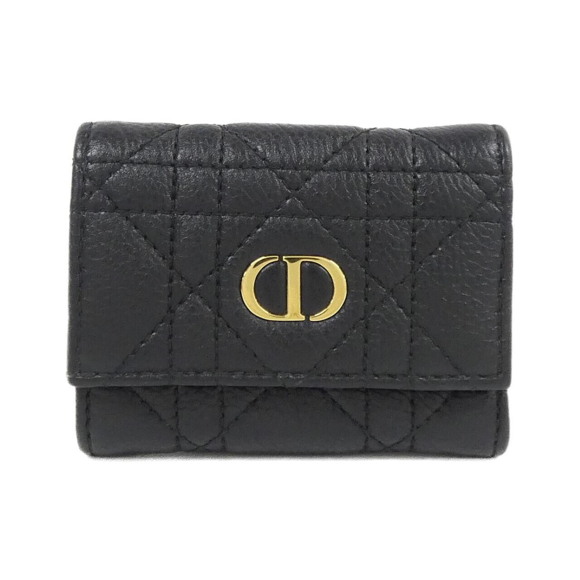 Christian Dior Black Leather Wallet (Tri-Fold) (Pre-Owned)