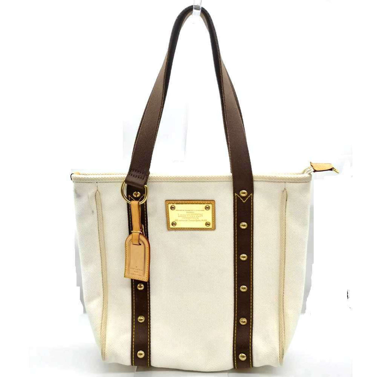 Louis Vuitton Antigua Brown Ecru White Canvas Handbag Tote Bag (Pre-Owned)