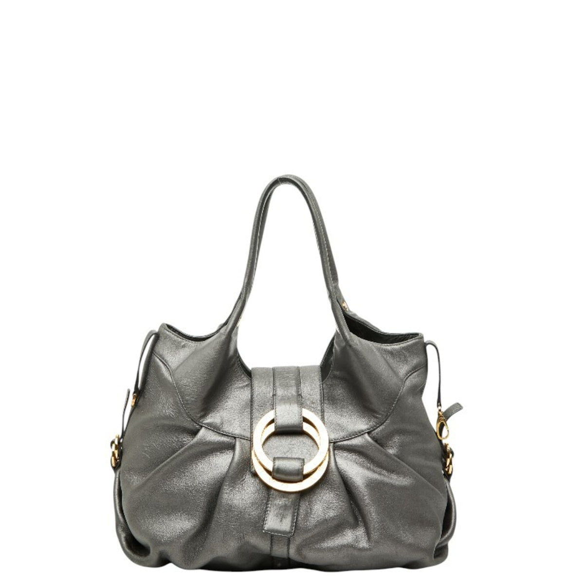 Bvlgari Chandra Gray Leather Handbag (Pre-Owned)