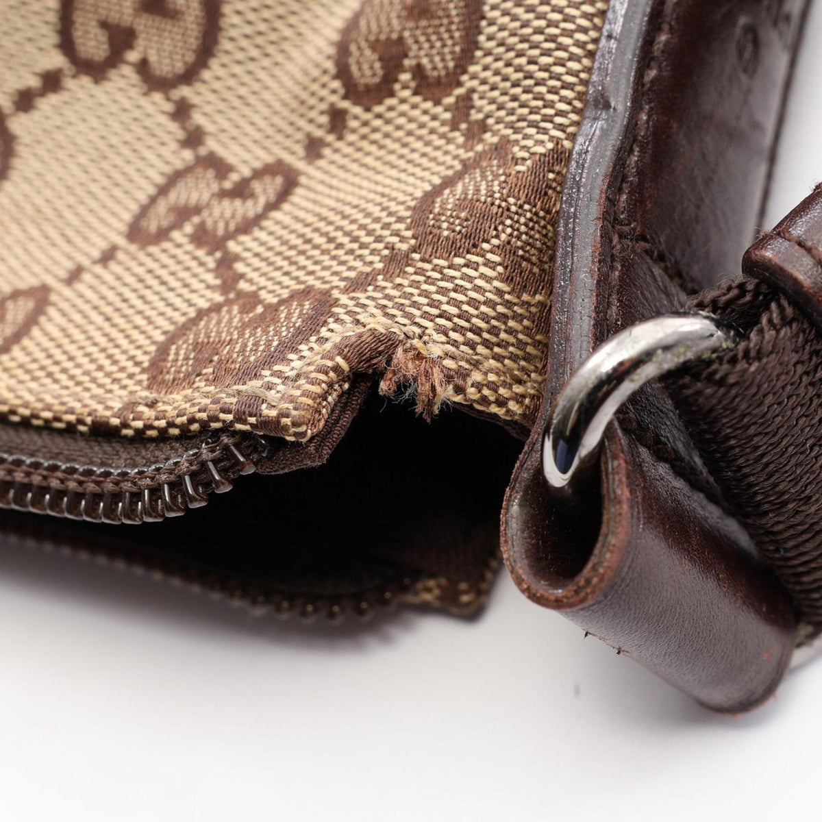 Gucci Beige Brown Canvas Leather Handbag Shoulder Bag (Pre-Owned)