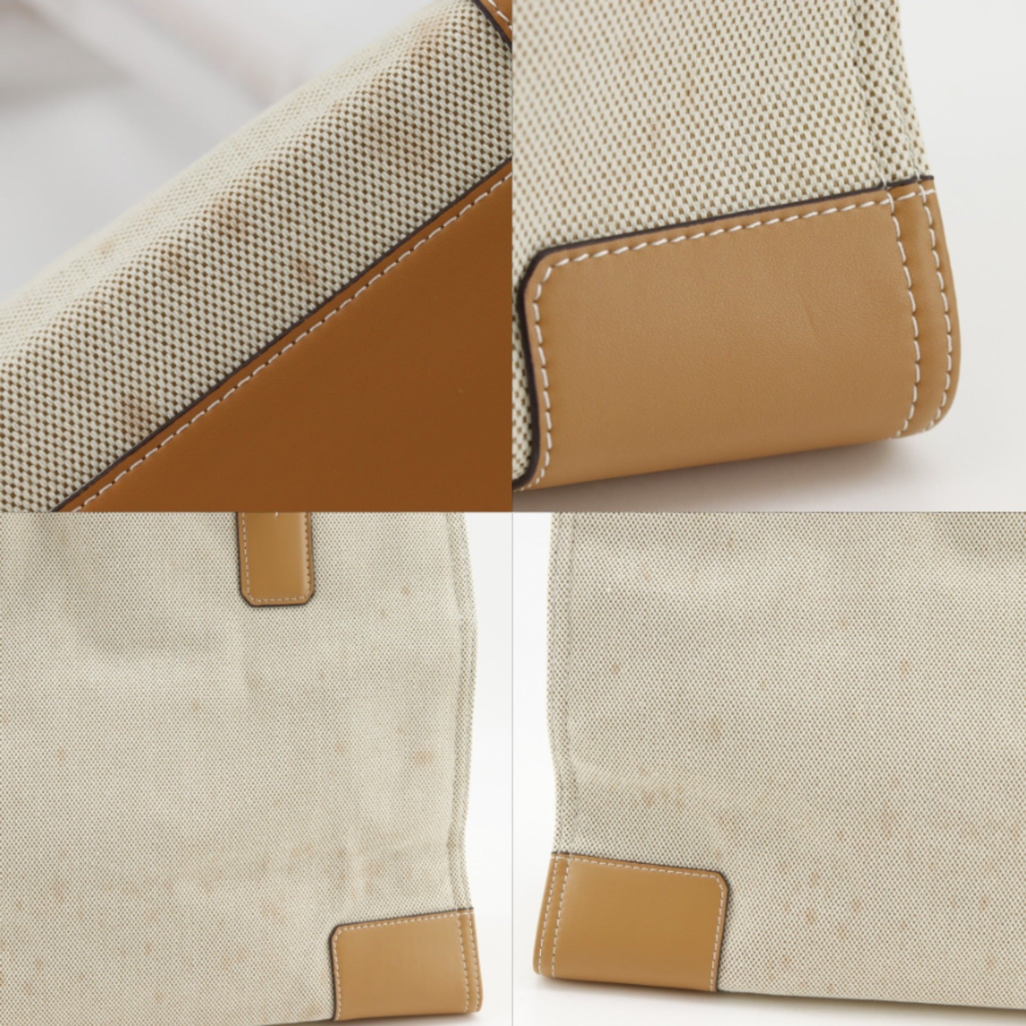Tory Burch Beige Canvas Leather Tote Bag (Pre-Owned)