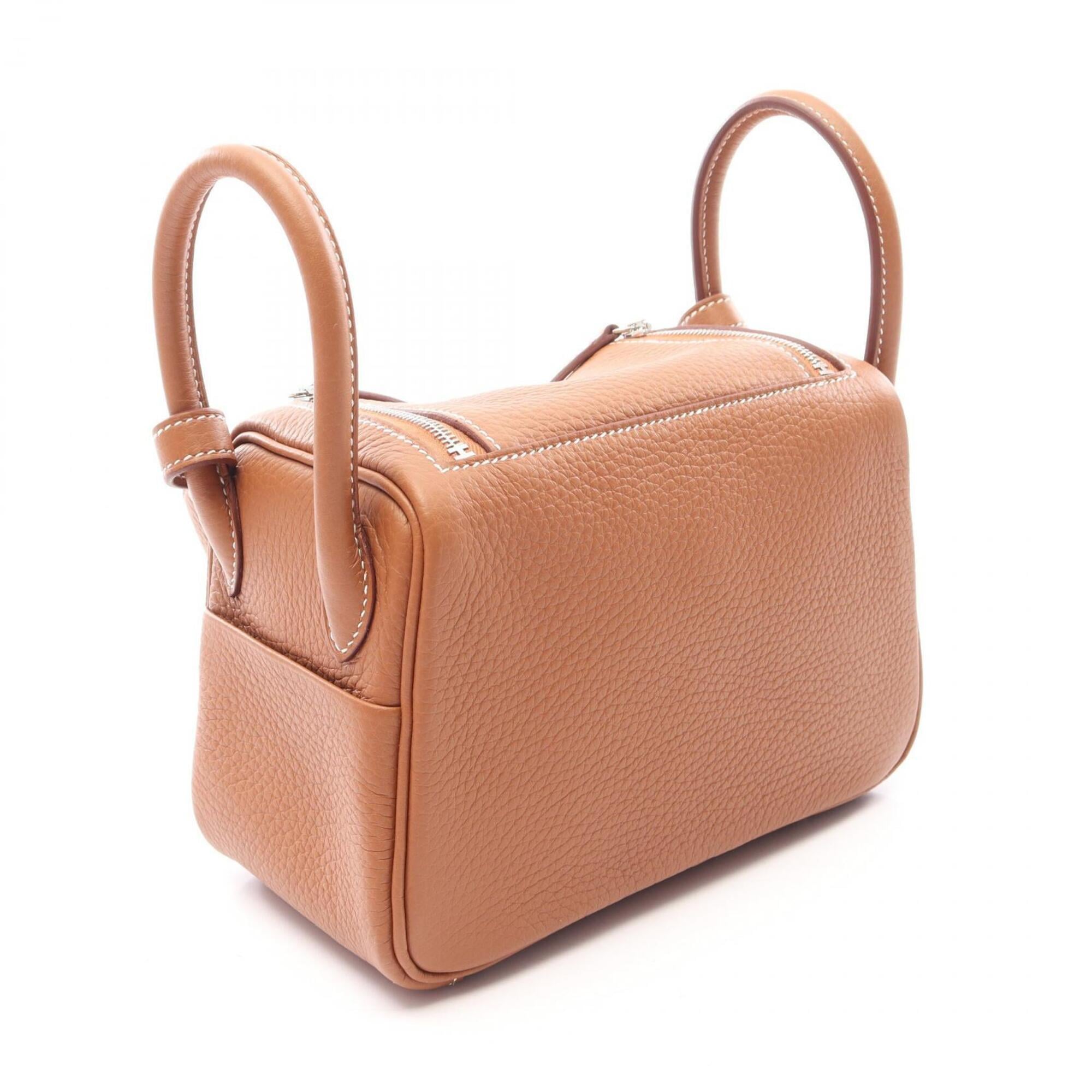 Hermes Brown Gold Taurillon Clemence Leather Leather Handbag Shoulder Bag (Pre-Owned)