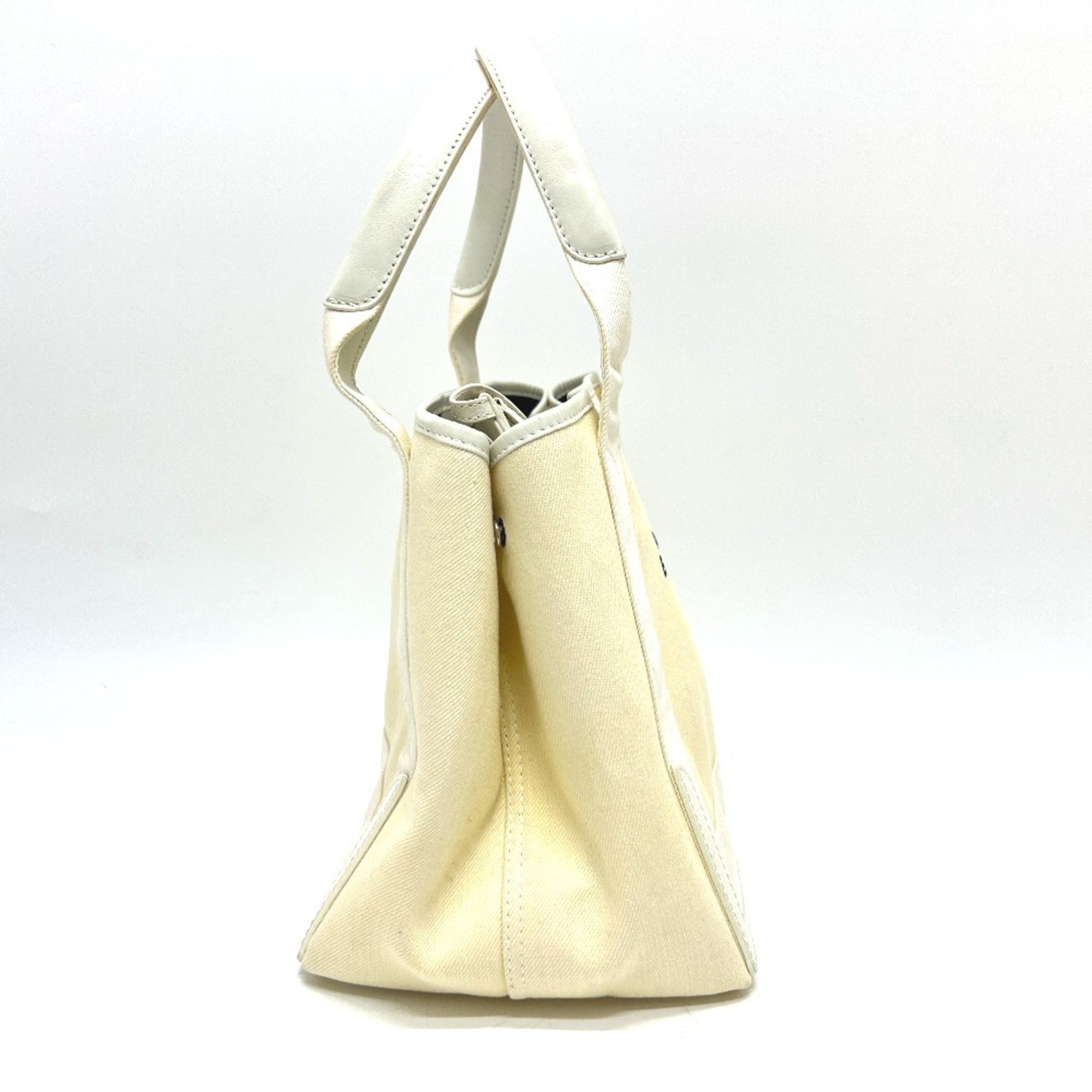 Balenciaga White Canvas Leather Handbag Tote Bag (Pre-Owned)