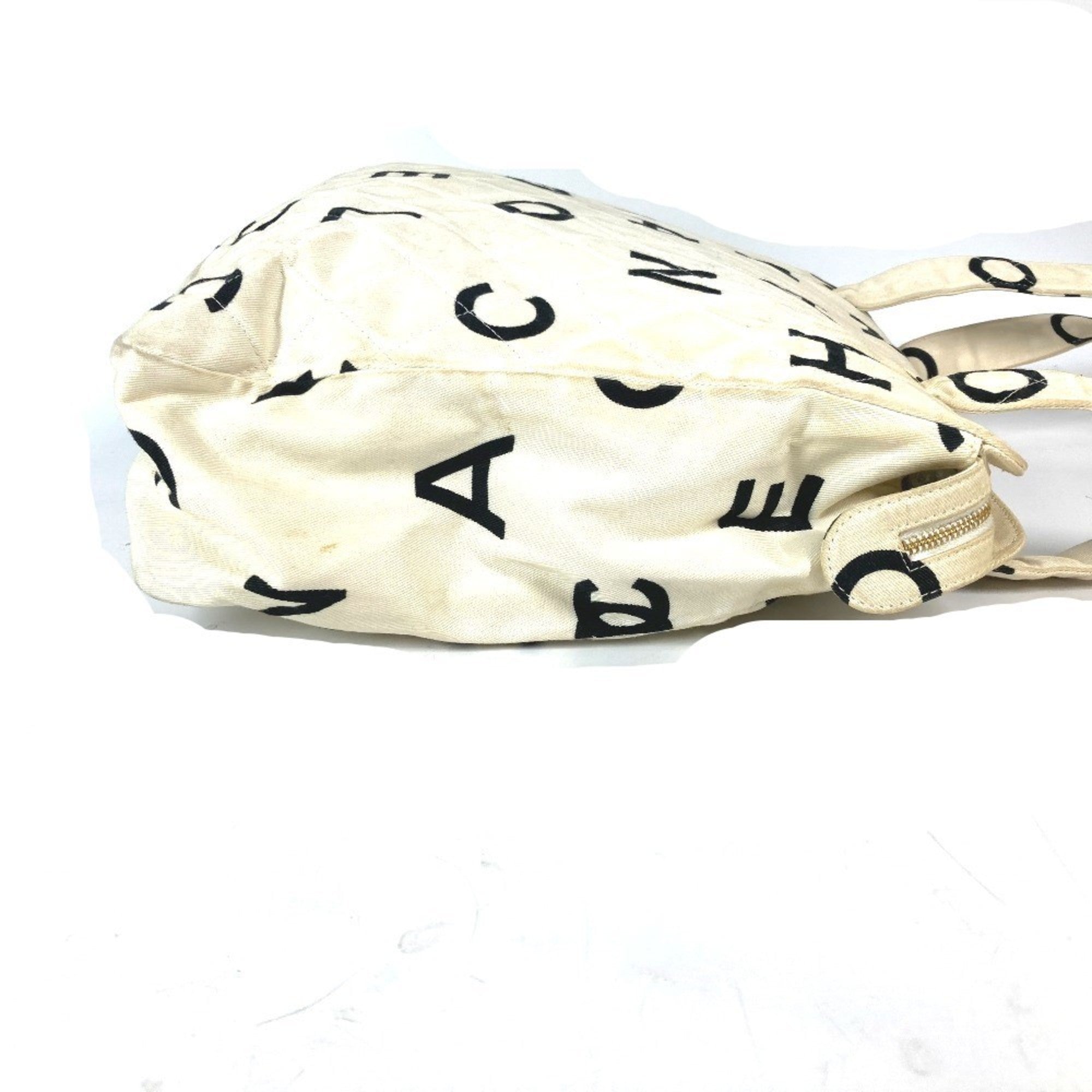 Chanel Black White Canvas Shoulder Bag Tote Bag (Pre-Owned)