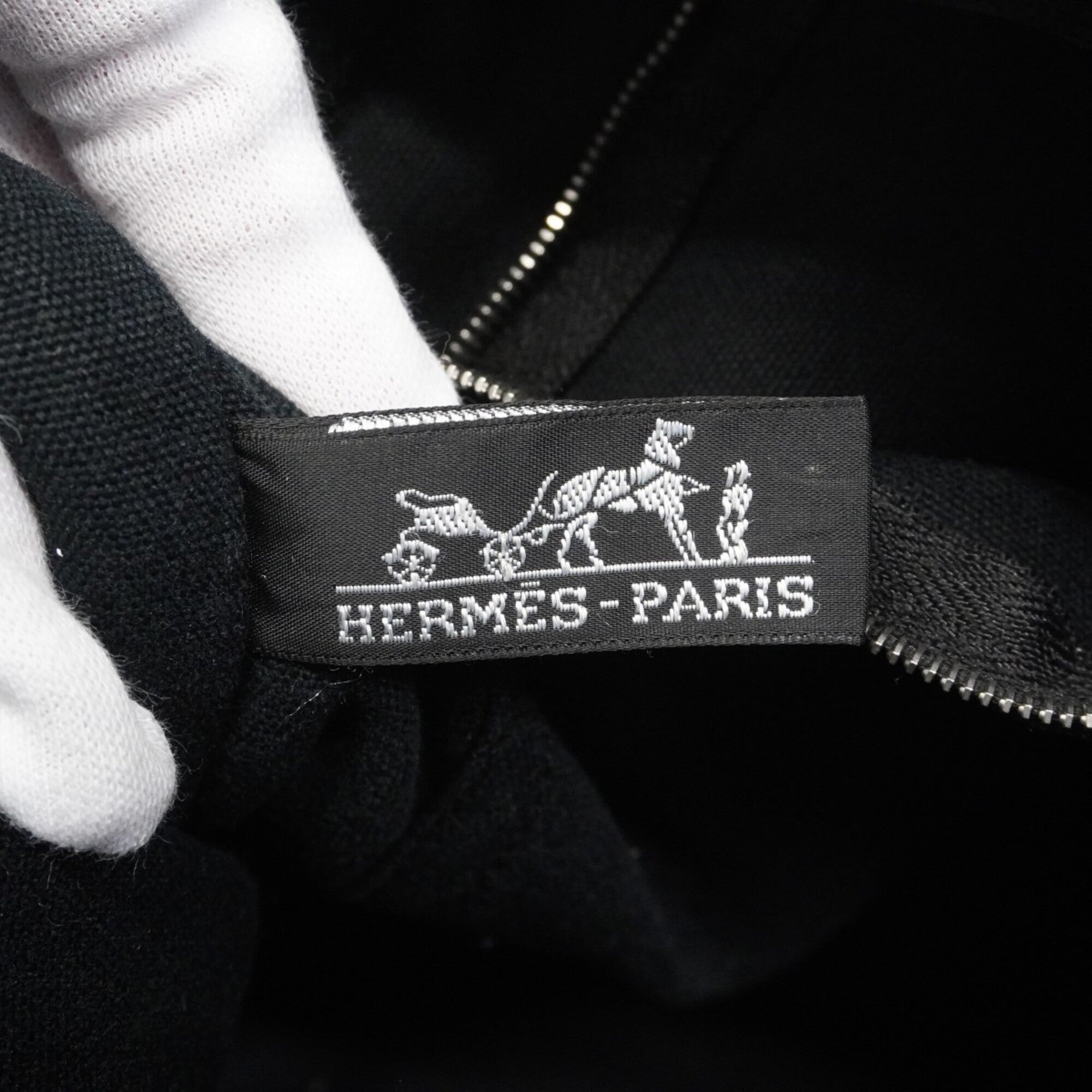 Hermes Black Canvas Tote Bag (Pre-Owned)