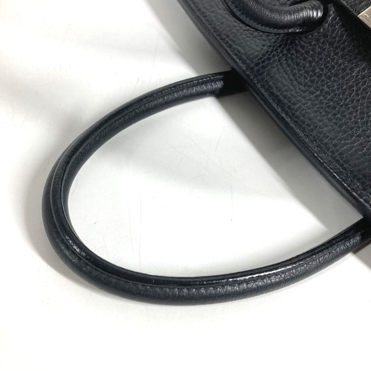 Hermes Black Leather Handbag Tote Bag (Pre-Owned)