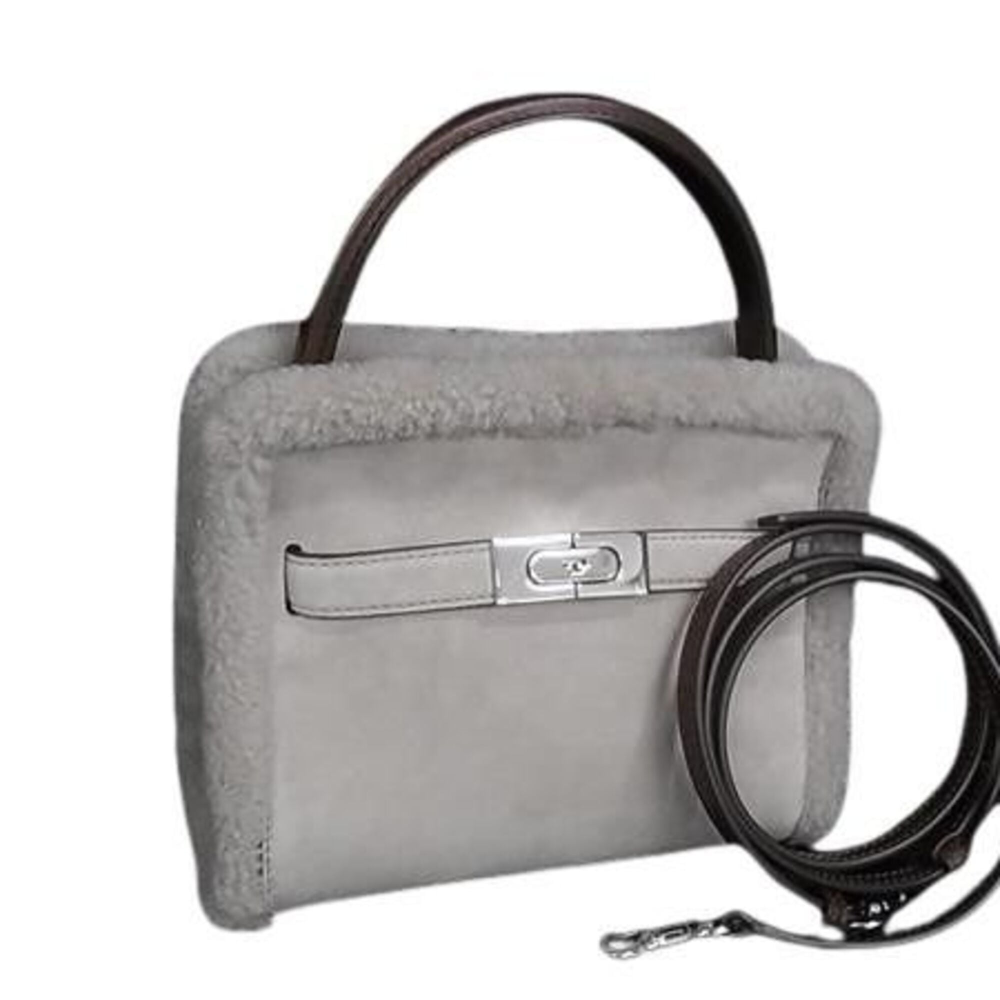 Tory Burch Grayish Suede Handbag Shoulder Bag (Pre-Owned)