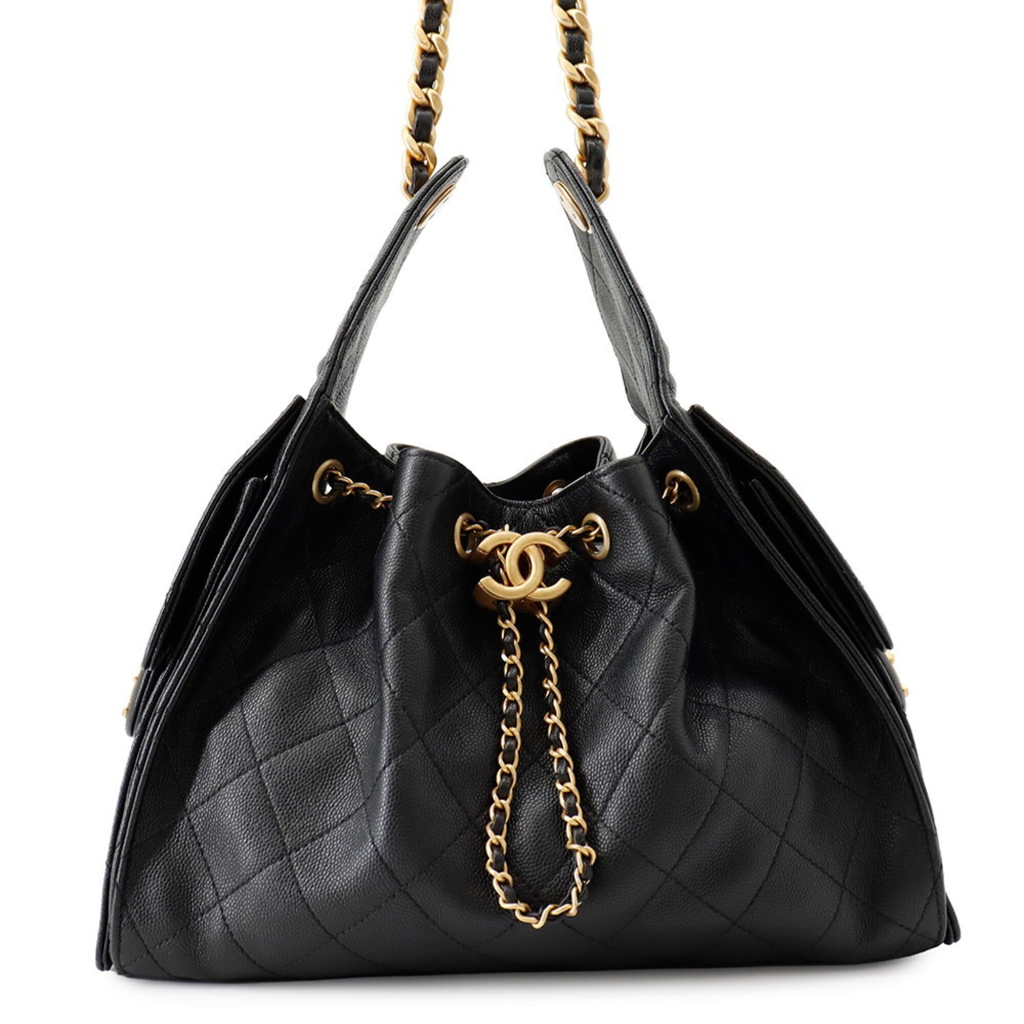 Chanel Black Grained Calfskin Handbag Shoulder Bag (Pre-Owned)