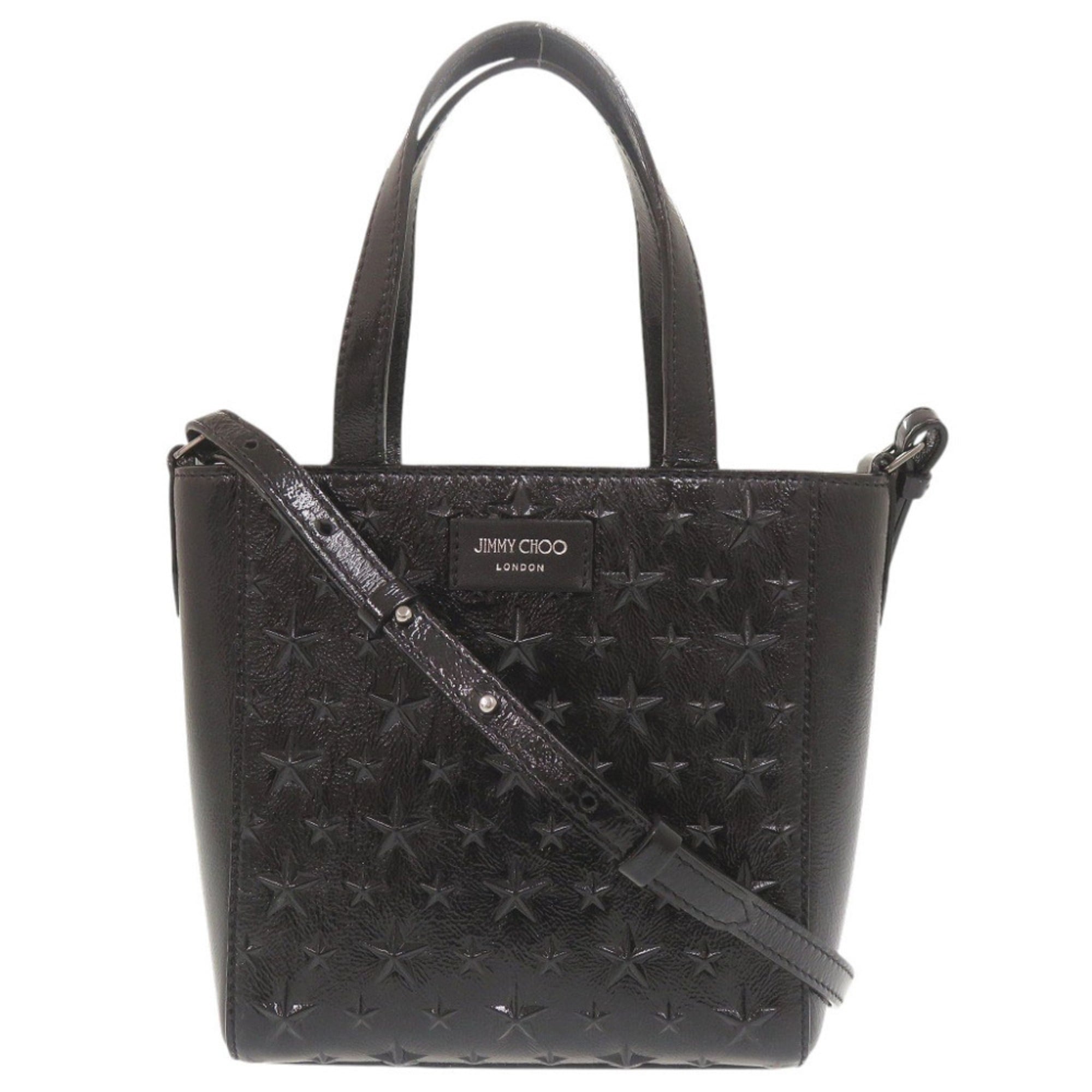 Jimmy Choo Black Patent Leather Handbag Shoulder Bag (Pre-Owned)
