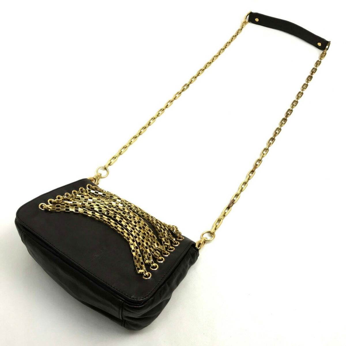 Tory Burch Dark Brown Leather Pochette Pouch Shoulder Bag (Pre-Owned)